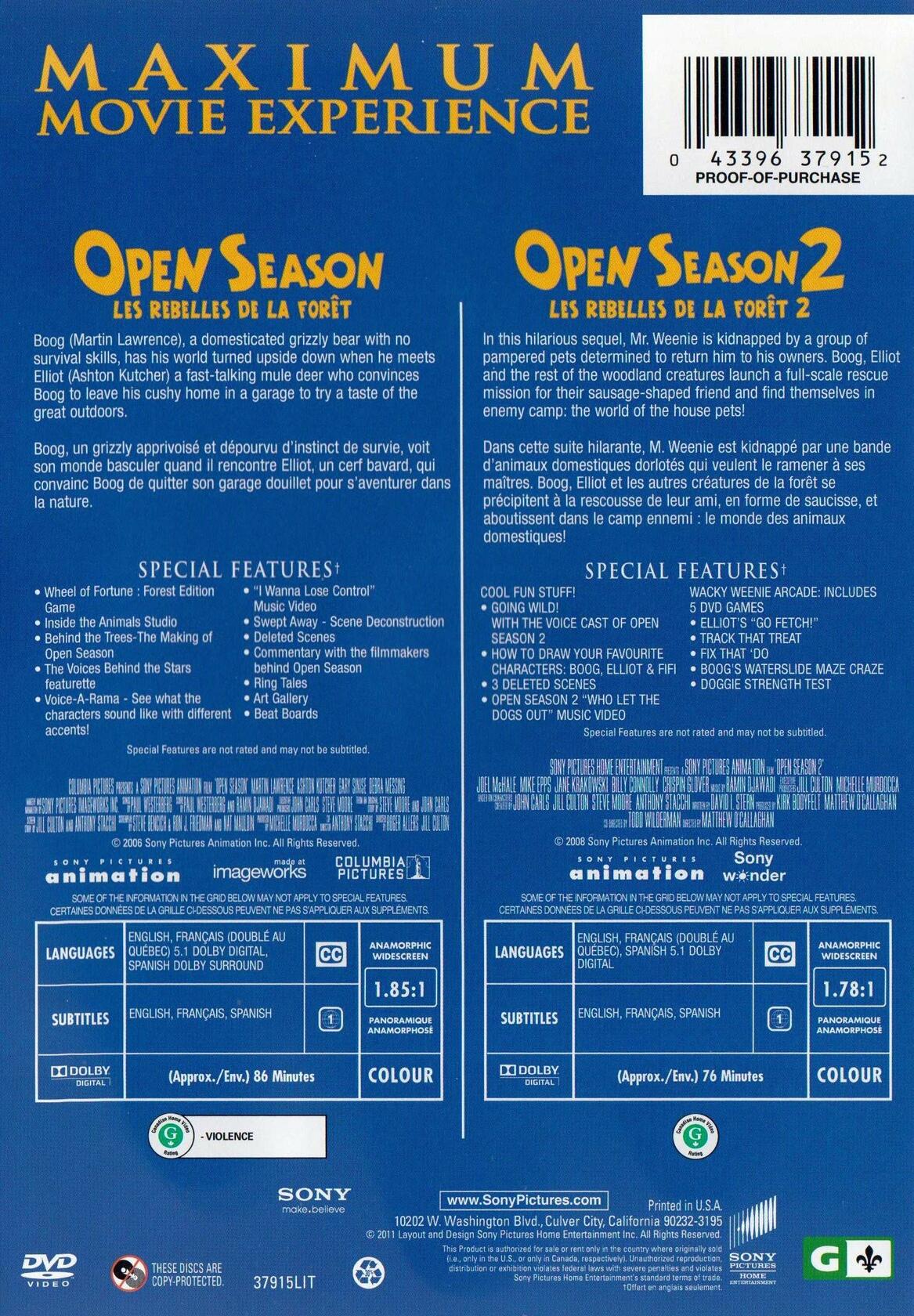 Open Season 1 & 2 (Double Feature, 2 discs) Bilingual [DVD]