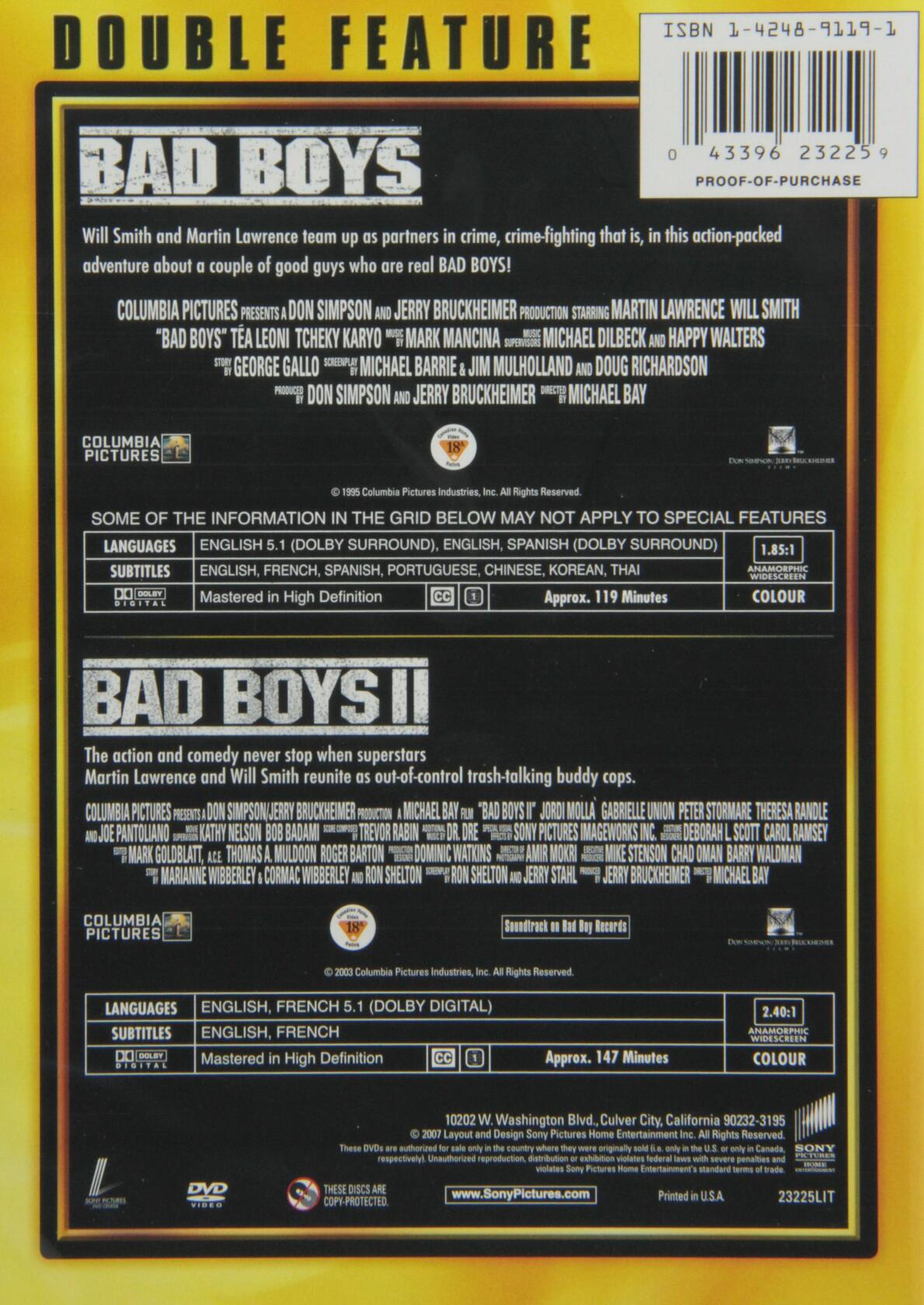 Bad Boys (Special Edition)/Bad Boys II (Single Disc Version) (Double Feature, 2 discs) (Bilingual) [DVD] - Very Good
