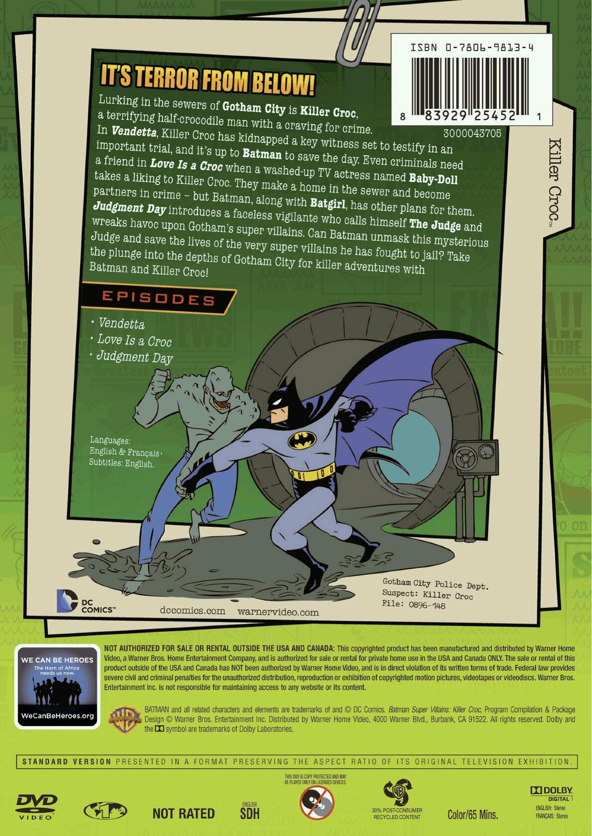 BATMAN SUPER VILLAINS: KILLER CROC [DVD] - Very Good