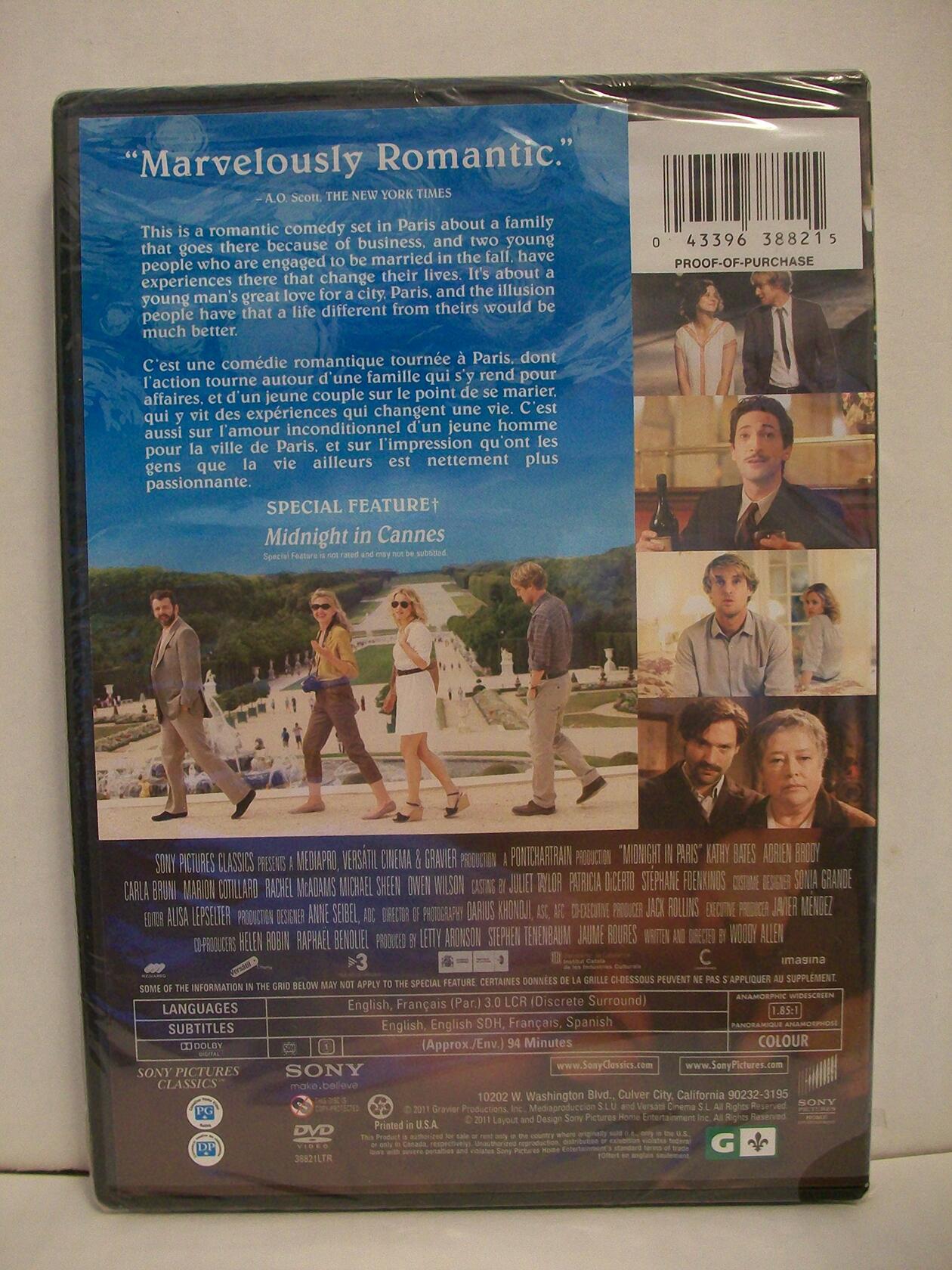 Midnight in Paris Bilingual [DVD] - Very Good