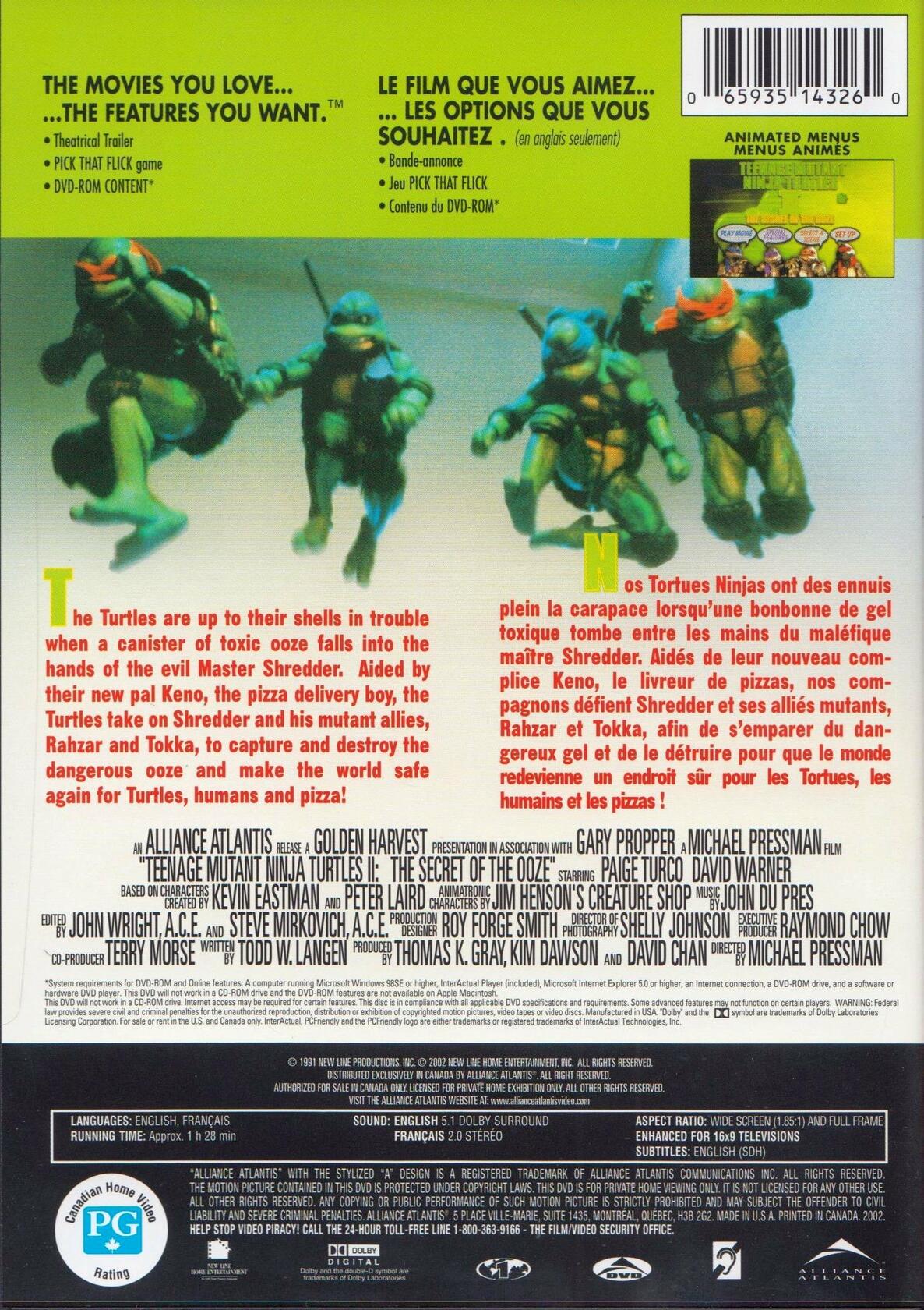 Teenage Mutant Ninja Turtles: Turtles 2 Secret [DVD] - Very Good