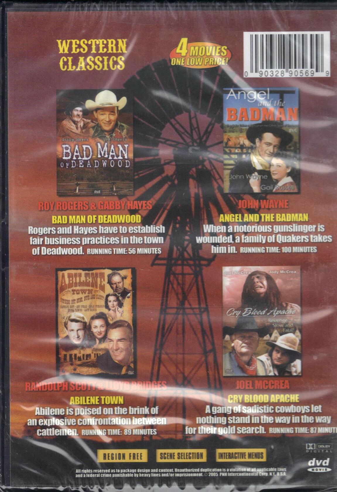 Bad Man of Deadwood / Angel and the Badman / Cry Blood Apache / Abilene Town [DVD] - Very Good