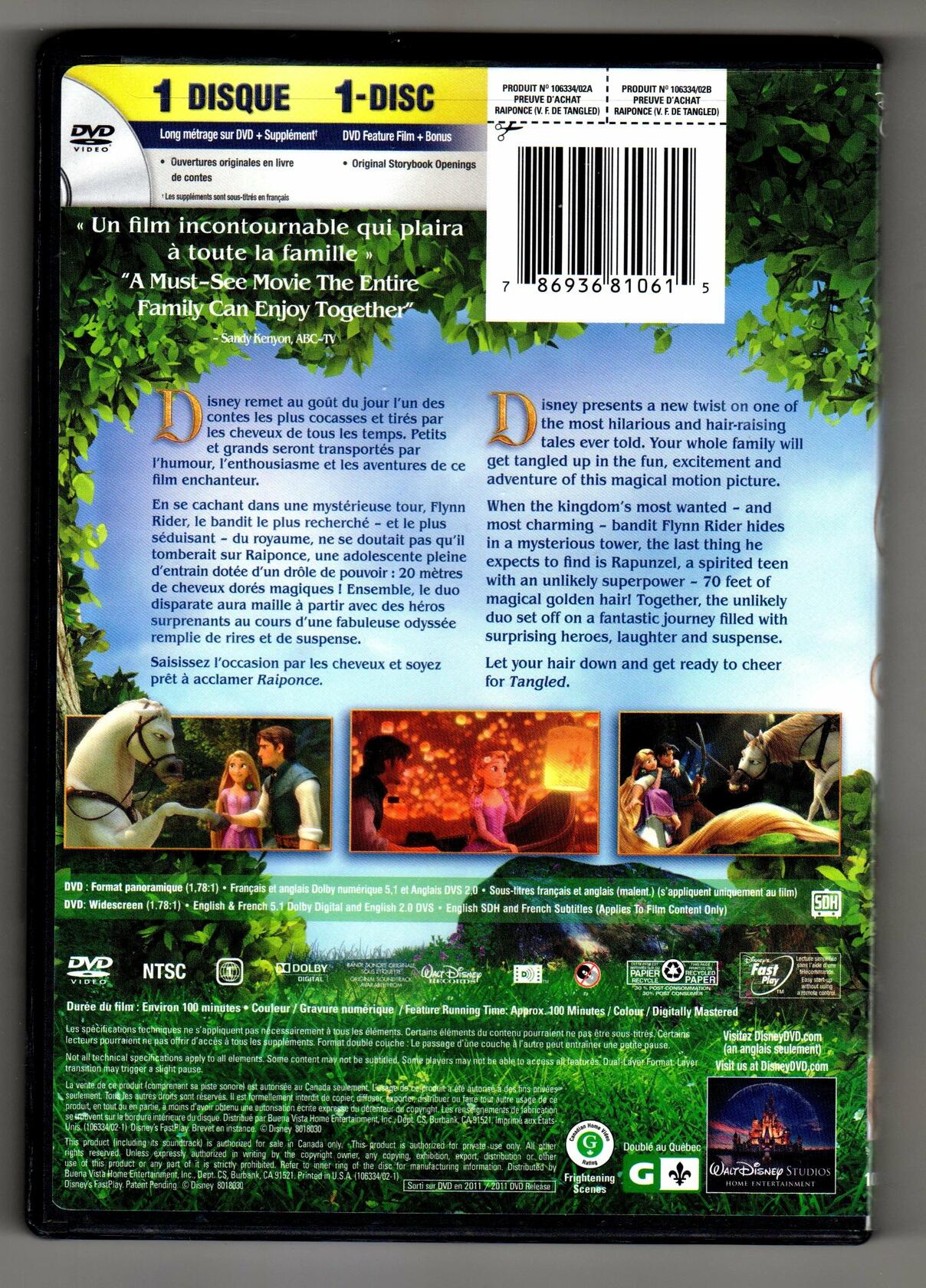 Raiponce / Tangled (Bilingual) [DVD] - Very Good