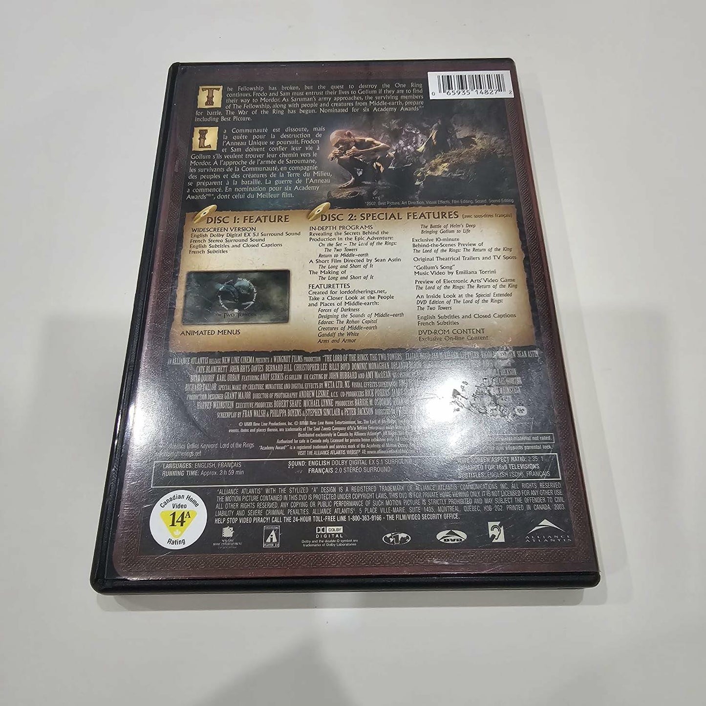 The Lord of the Rings: The Two Towers (Widescreen) (Bilingual) [DVD] - Very Good