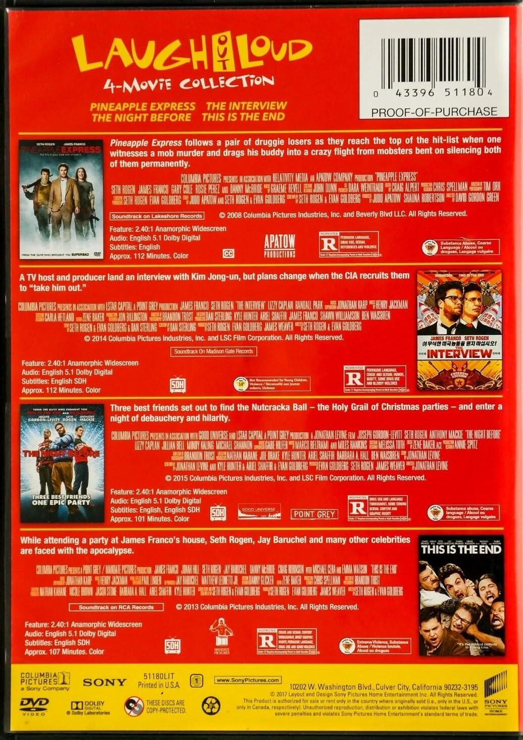 Interview, the (2014) / Night Before, the / Pineapple Express / This Is the End - Set [DVD] - Very Good