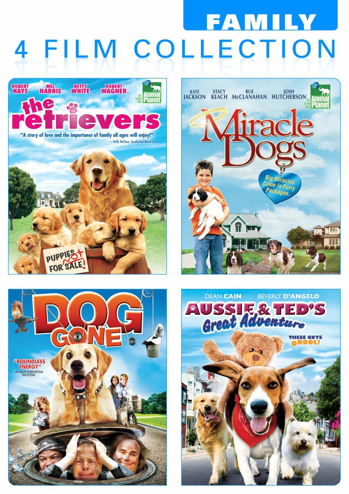 Family 4 film collection (The Retrievers / Miracle Dogs / Dog Gone / Aussie & Ted's Great Adventure) [DVD] - Very Good