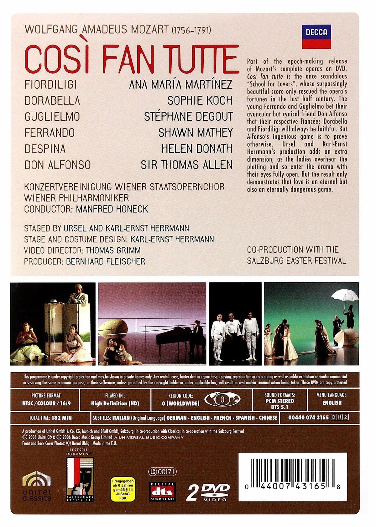 FRENI / LEVINE / DRE - COSI FAN TUTTE-2 DVD SET [DVD] - Good