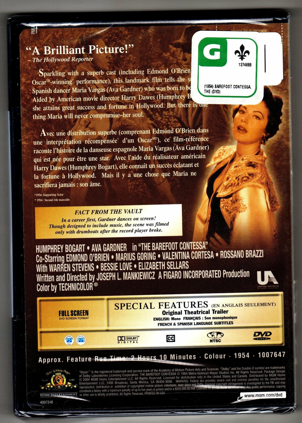 The Barefoot Contessa (La comtesse aux pieds nus) [DVD] - Very Good