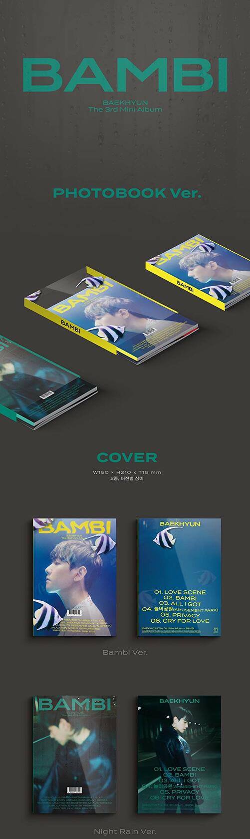Bambi (Photobook Version) (Random Cover) (incl. 88pg Photobook, 24pg Lyric Paper, 2pc Poster, Clear Card, Sequence Film, Postcard + Photocard) [Audio CD] Baek Kyun - Very Good