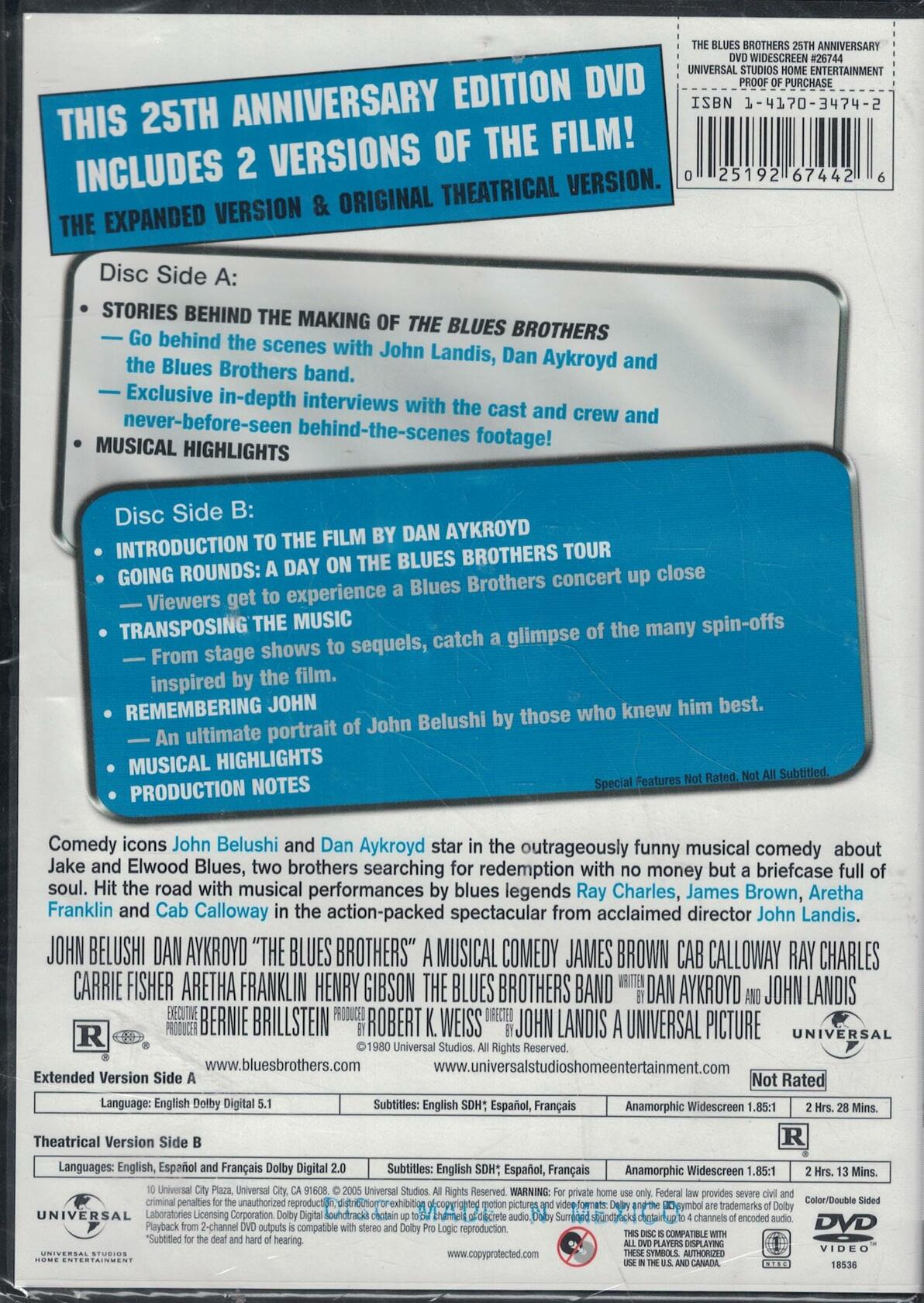 The Blues Brothers: 25th Anniversary Edition (Bilingual) [DVD] - Good