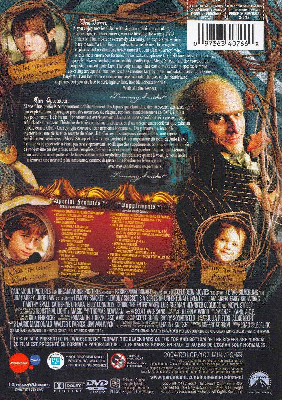 Lemony Snicket's A Series of Unfortunate Events (Widescreen) [DVD] - Good