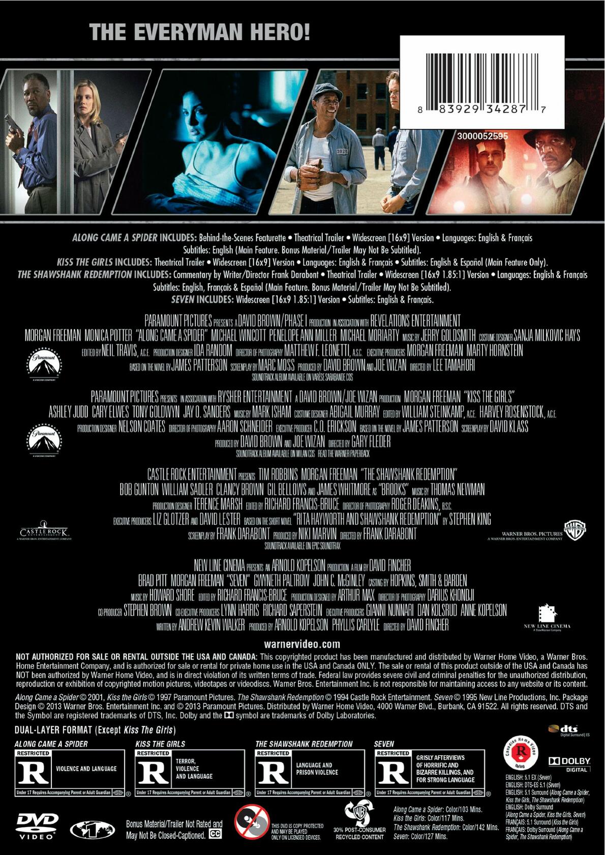 4 Film Favorites: Morgan Freeman (Along Came a Spider, Kiss the Girls, Seven, Shawshank Redemption) [DVD] - Good