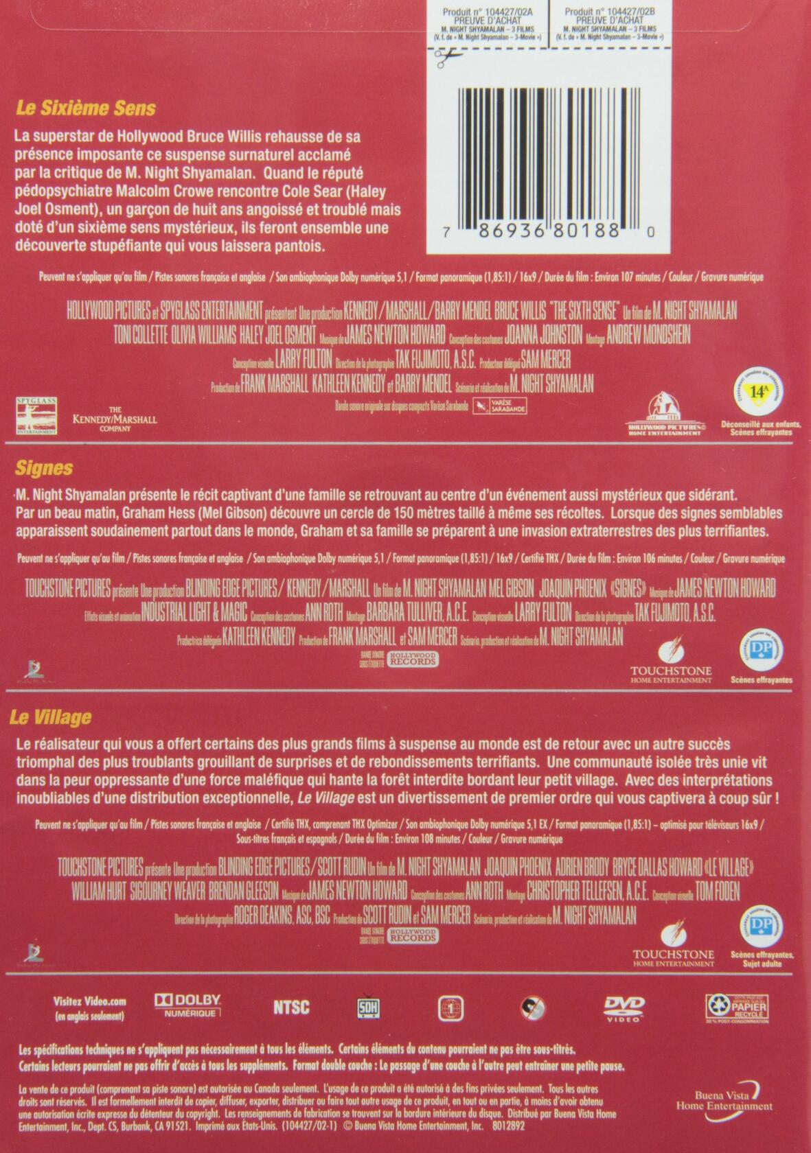 Signs/The Village/The Sixth Sense 3-Movie Collection (Bilingual) [DVD]