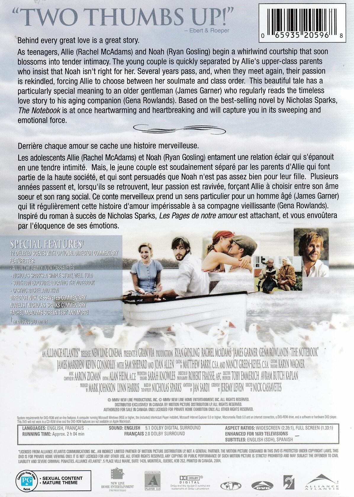 The Notebook (2004) [DVD] - Very Good