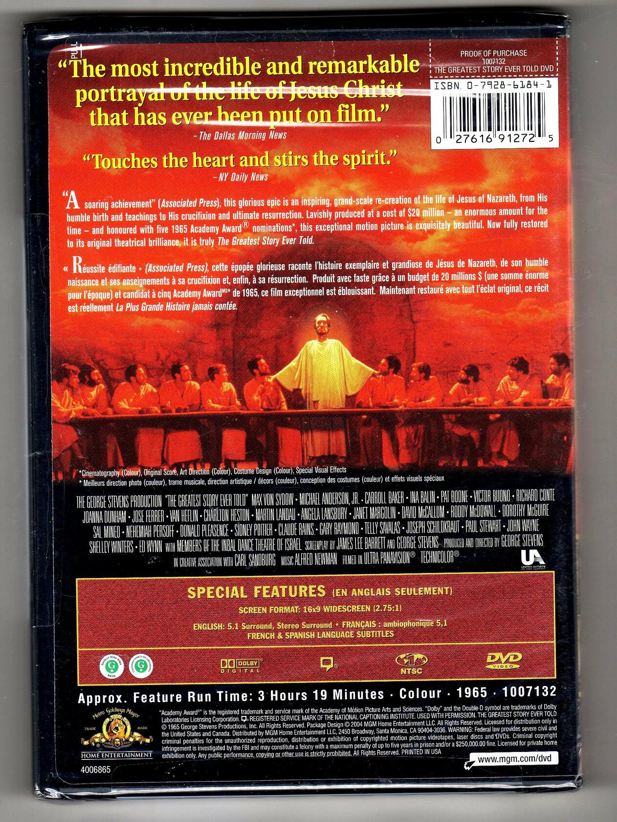 Greatest Story Ever Told (Widescreen Edition) [DVD] - Good