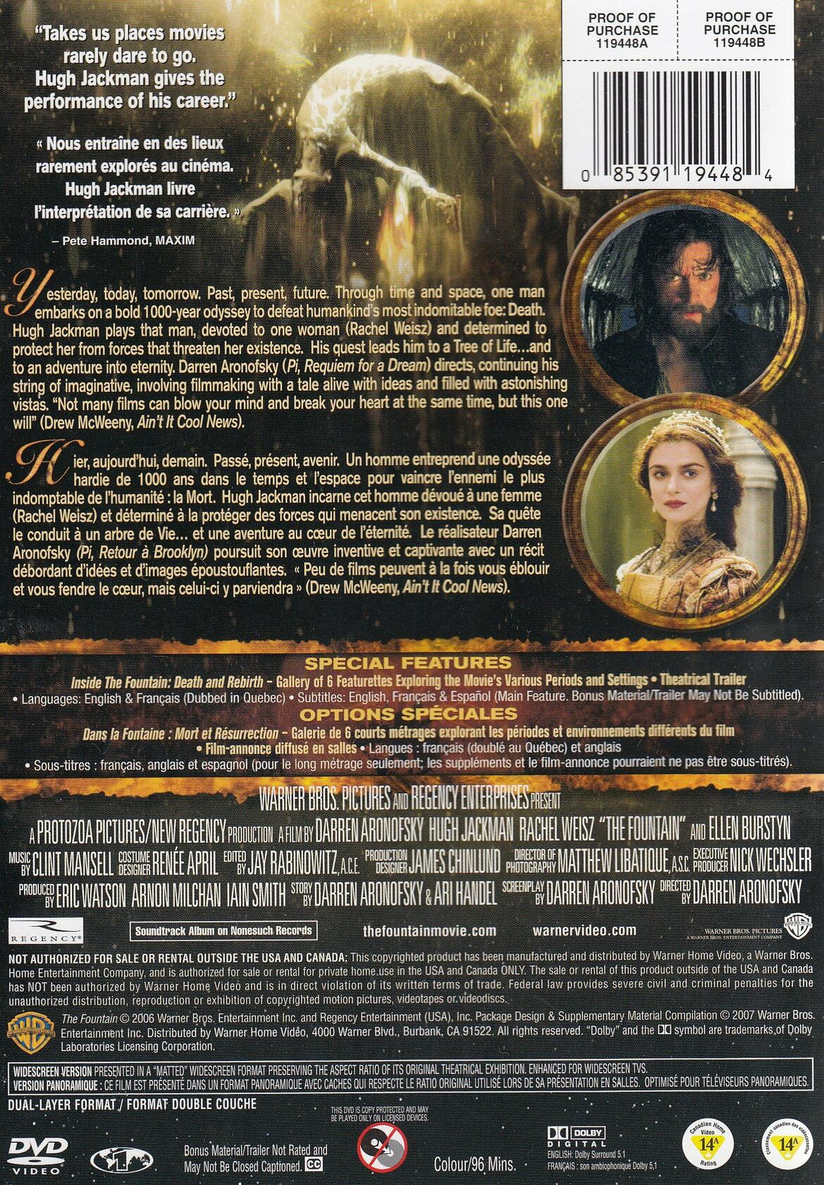 The Fountain (Widescreen Edition) [DVD] - Very Good