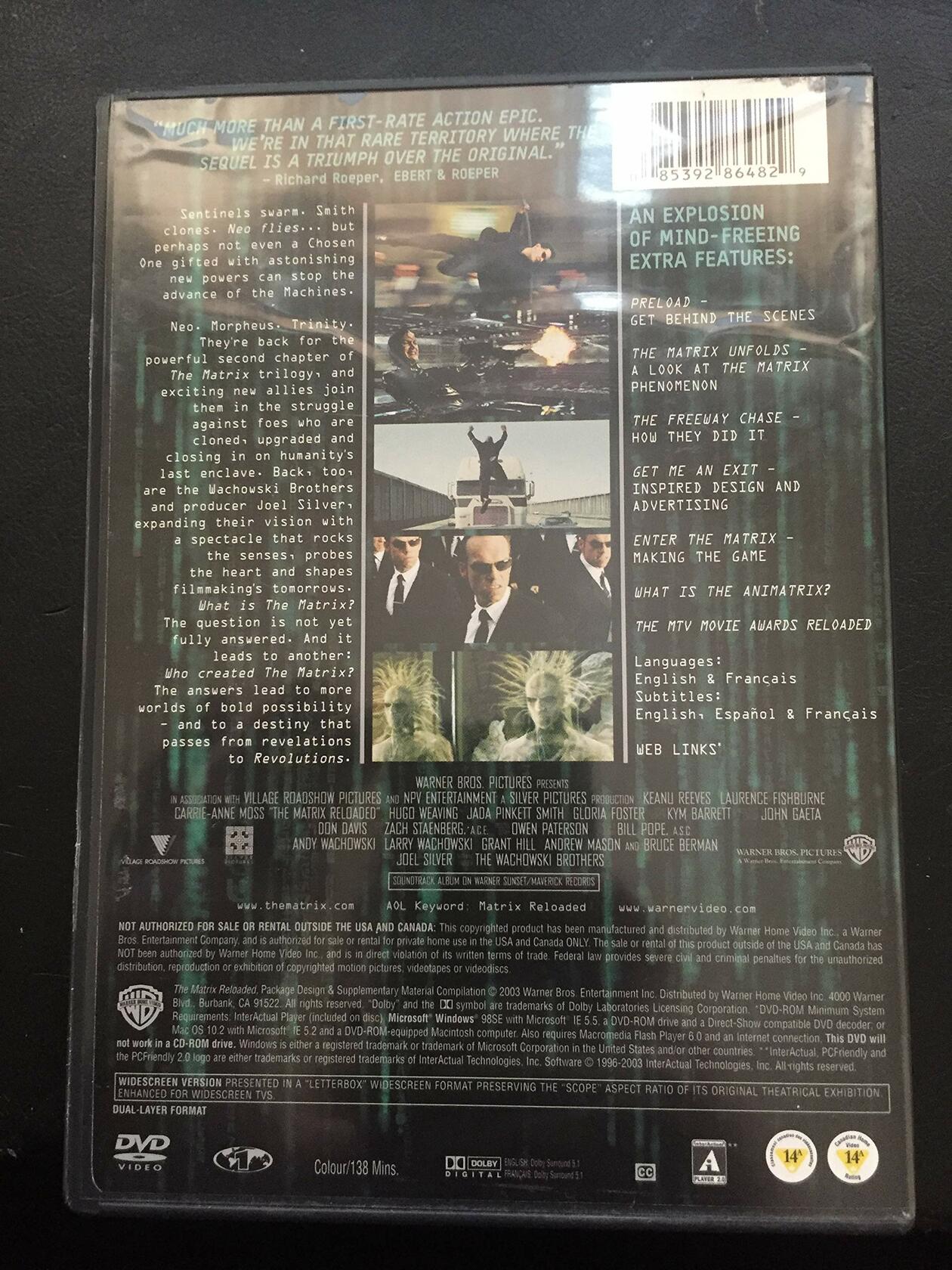 The Matrix Reloaded (Widescreen edition) [DVD] - Very Good