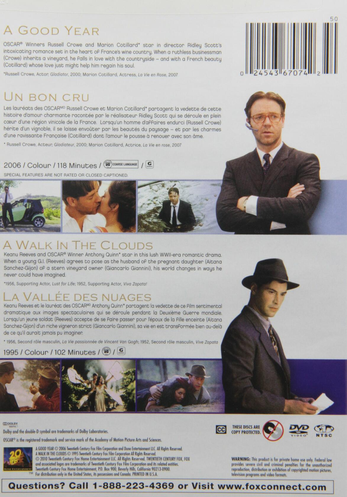 A GOOD YEAR/A WALK IN THE CLOUDS [DVD] - Very Good