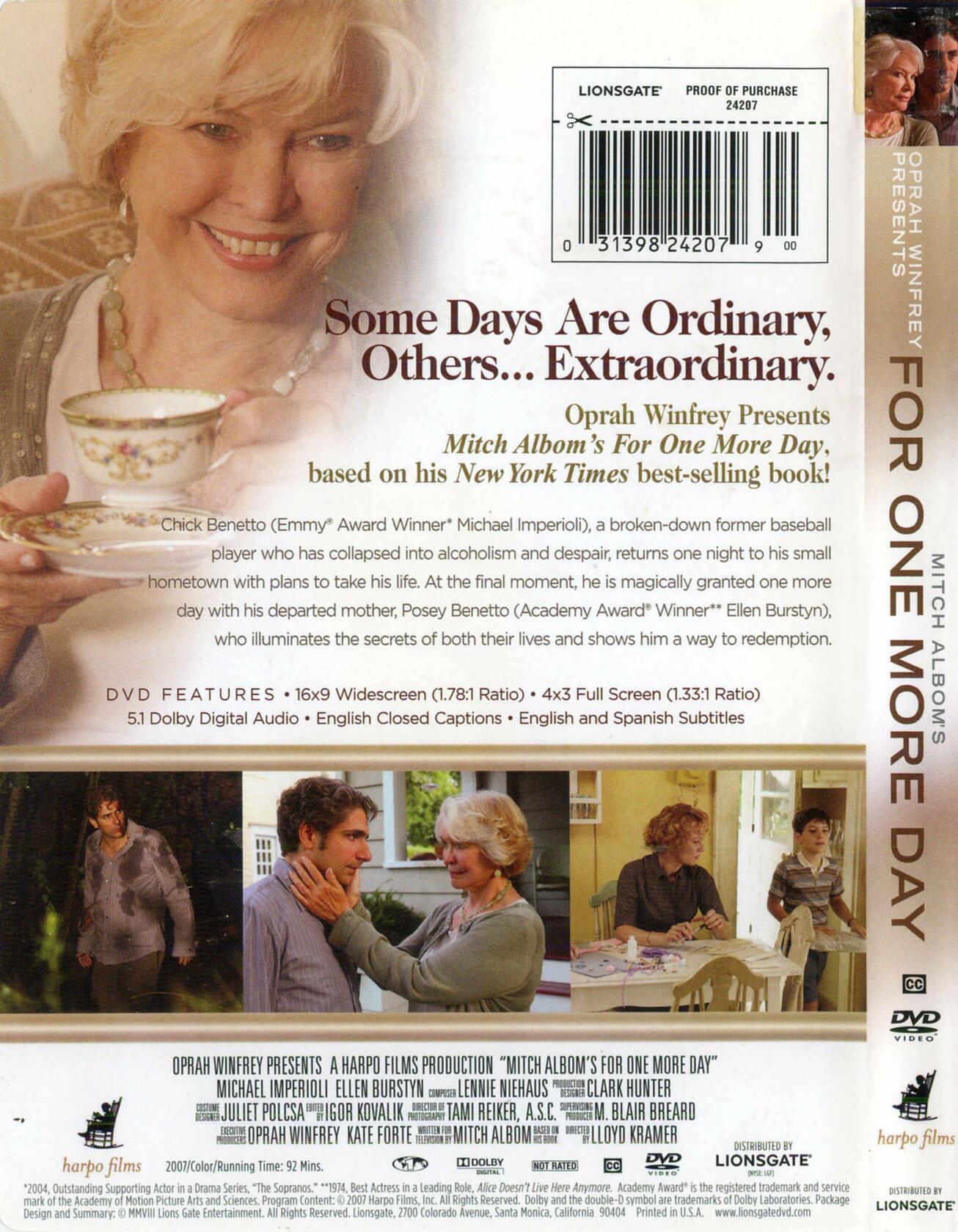 Oprah Presents: Mitch Albom's for One More Day [DVD] - Very Good