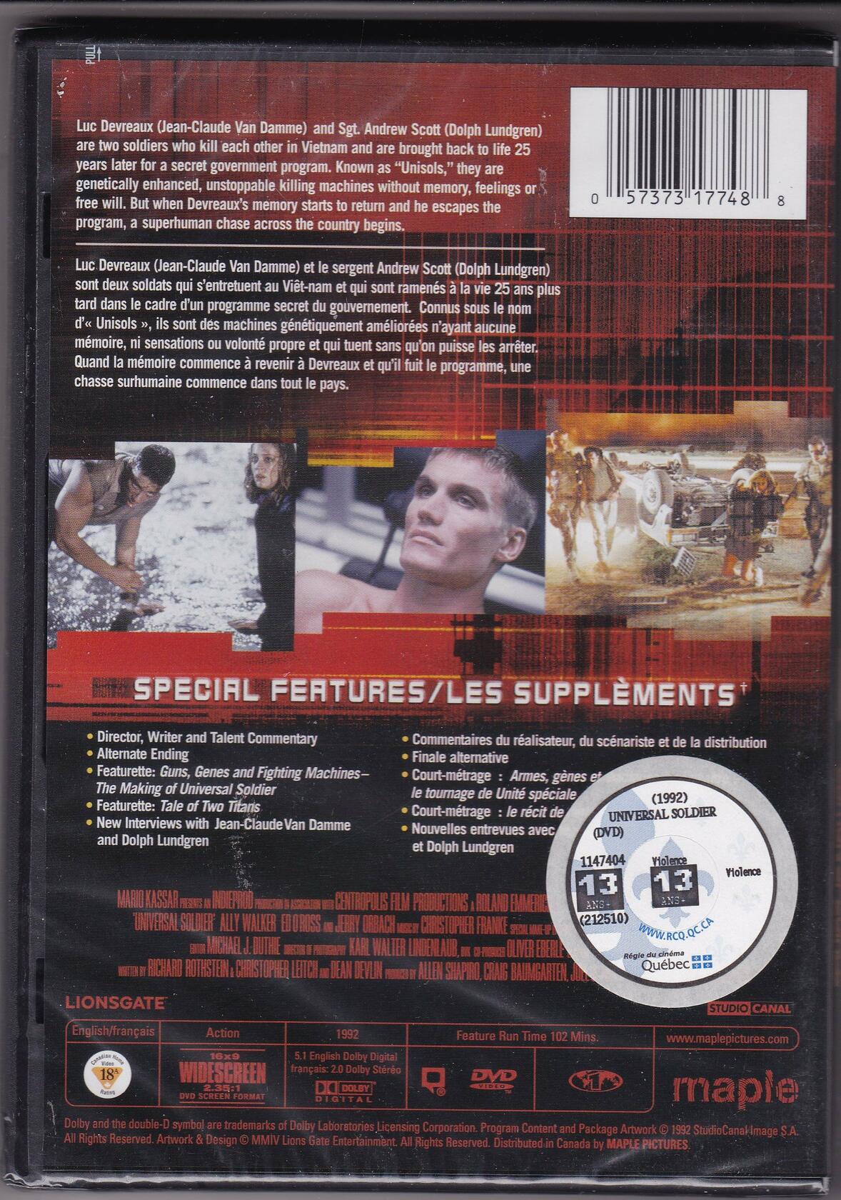 Universal Soldier, Special Edition (French/English Version) [DVD] - Very Good