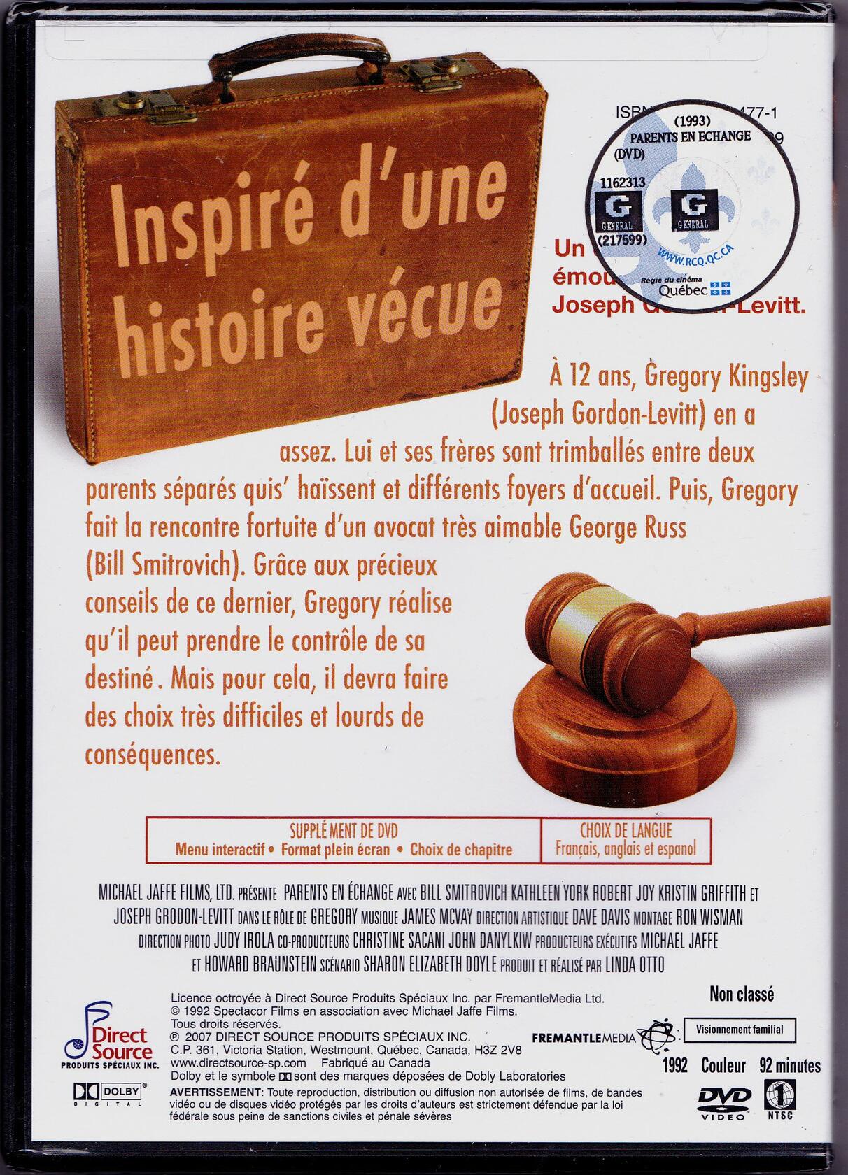 Parents en Échange - Switching Parents (English/French) 1993 (Cover French) Régie au Québec