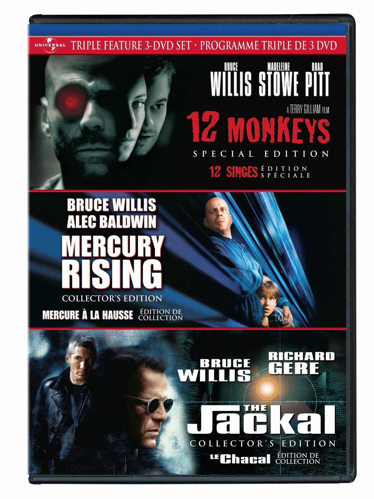 Bruce Willis Triple Feature (12 Monkeys / Mercury Rising / The Jackal) [DVD]