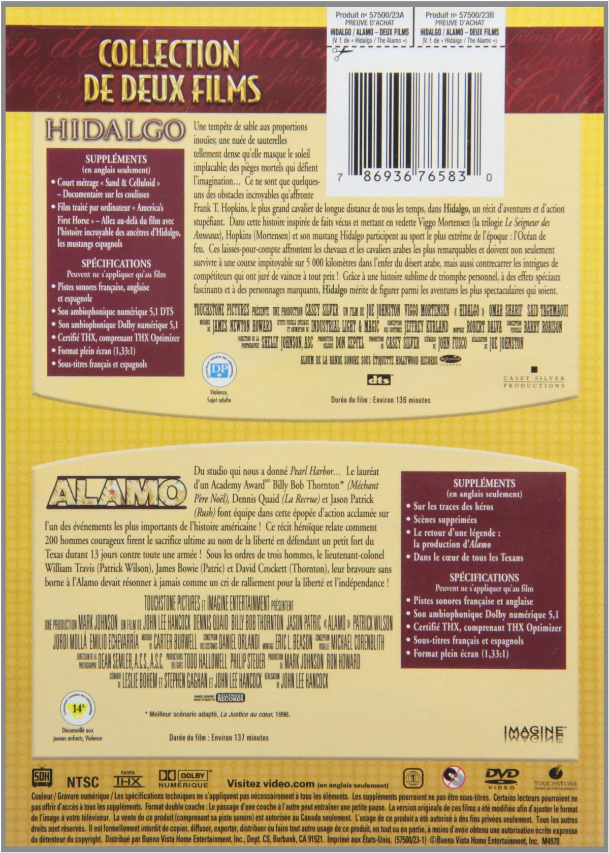 The Alamo/Hidalgo DVD 2-Pack (Bilingual) [DVD] - Very Good