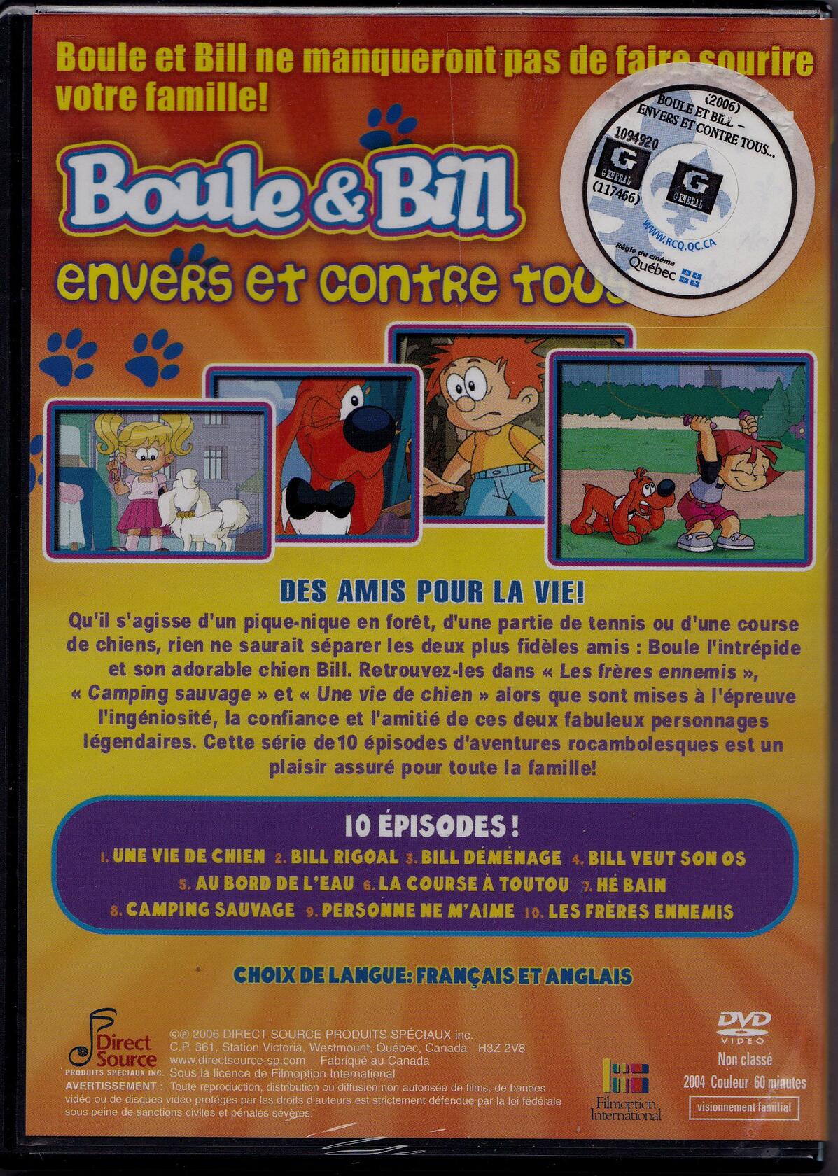 Boule et Bill : Envers et contre tous (English/French) 2004 (10 épisodes) Régie au Québec