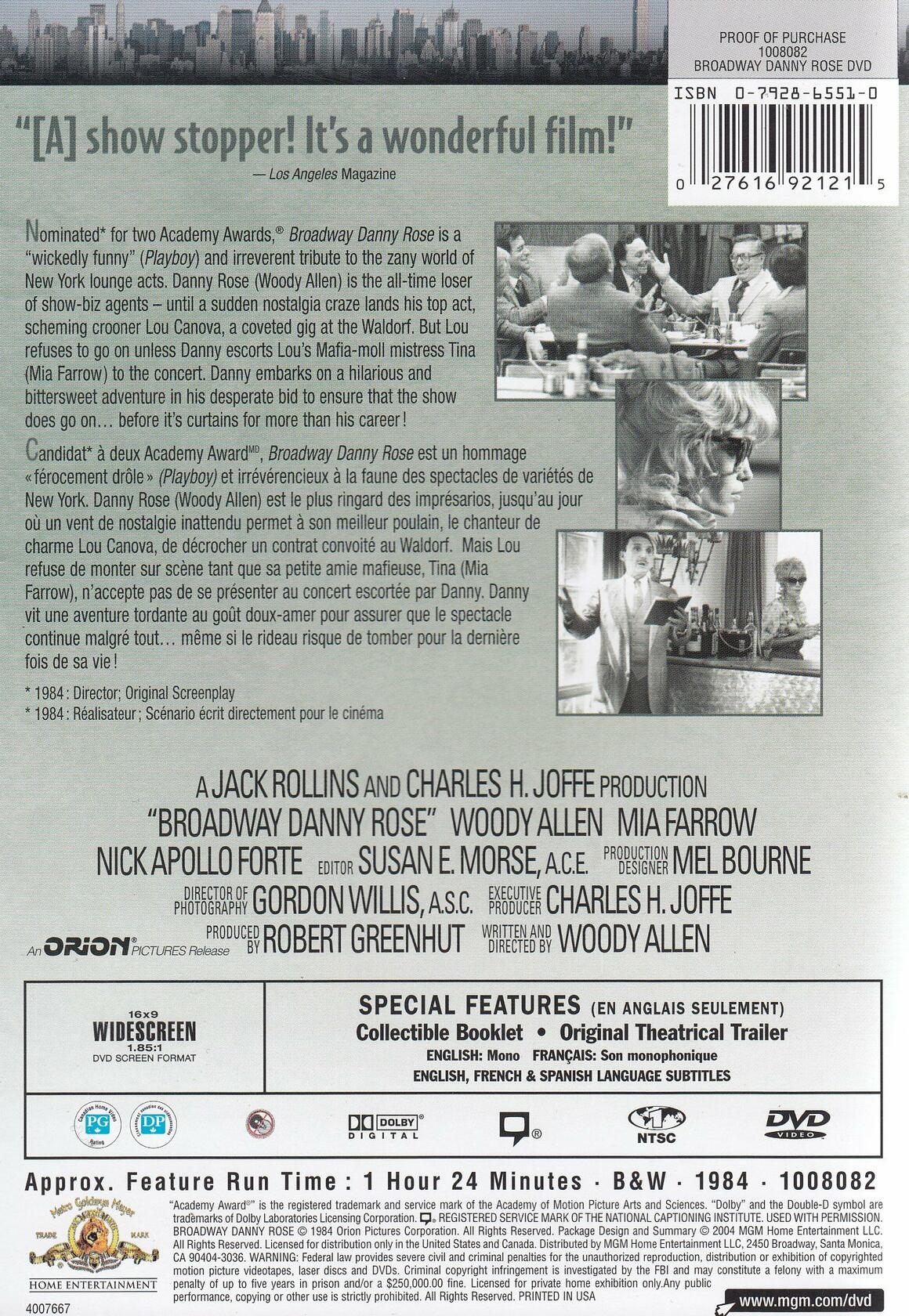 Broadway Danny Rose [DVD] - Good