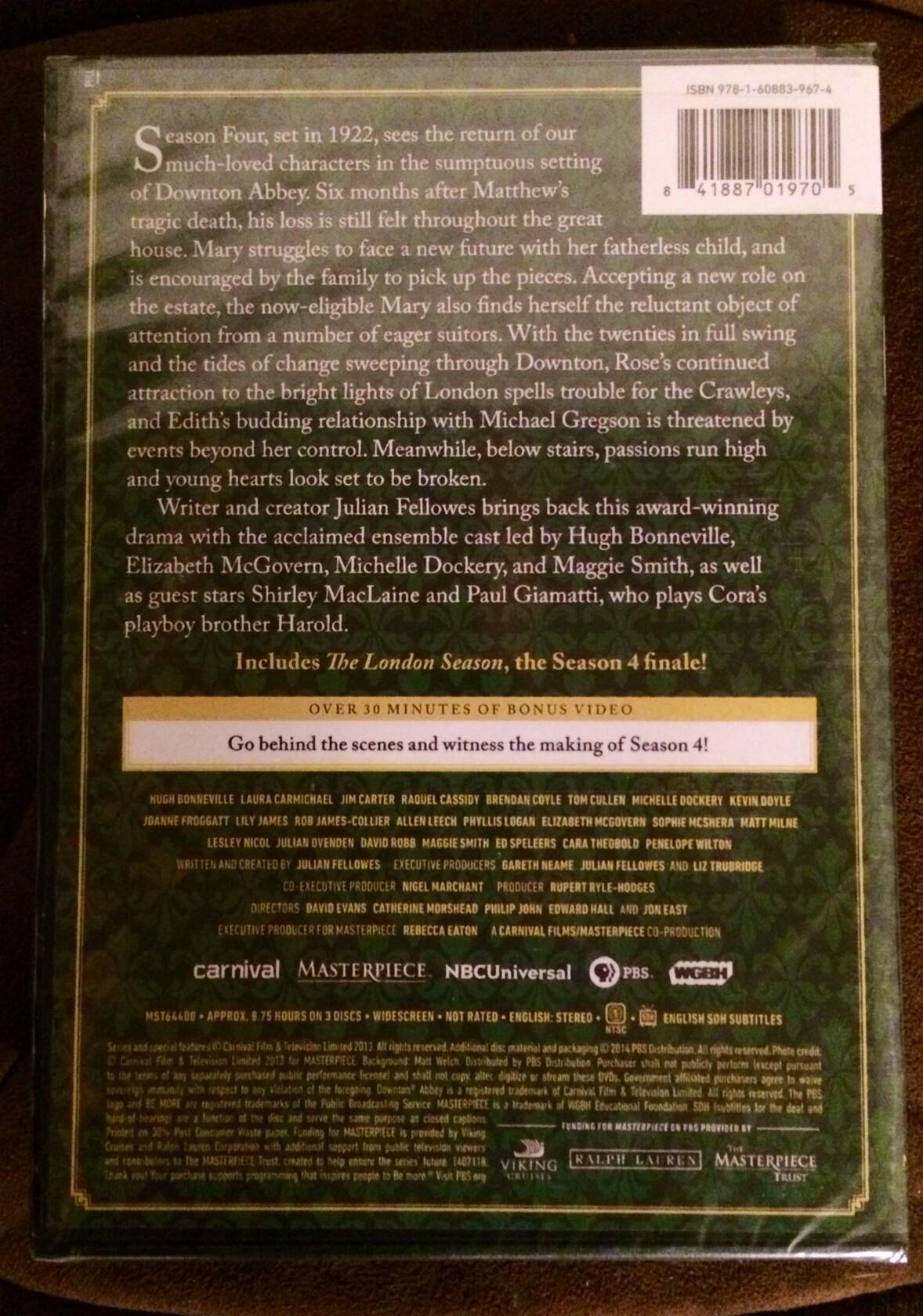Masterpiece: Downton Abbey Season 4 (U.K. Edition) [DVD]