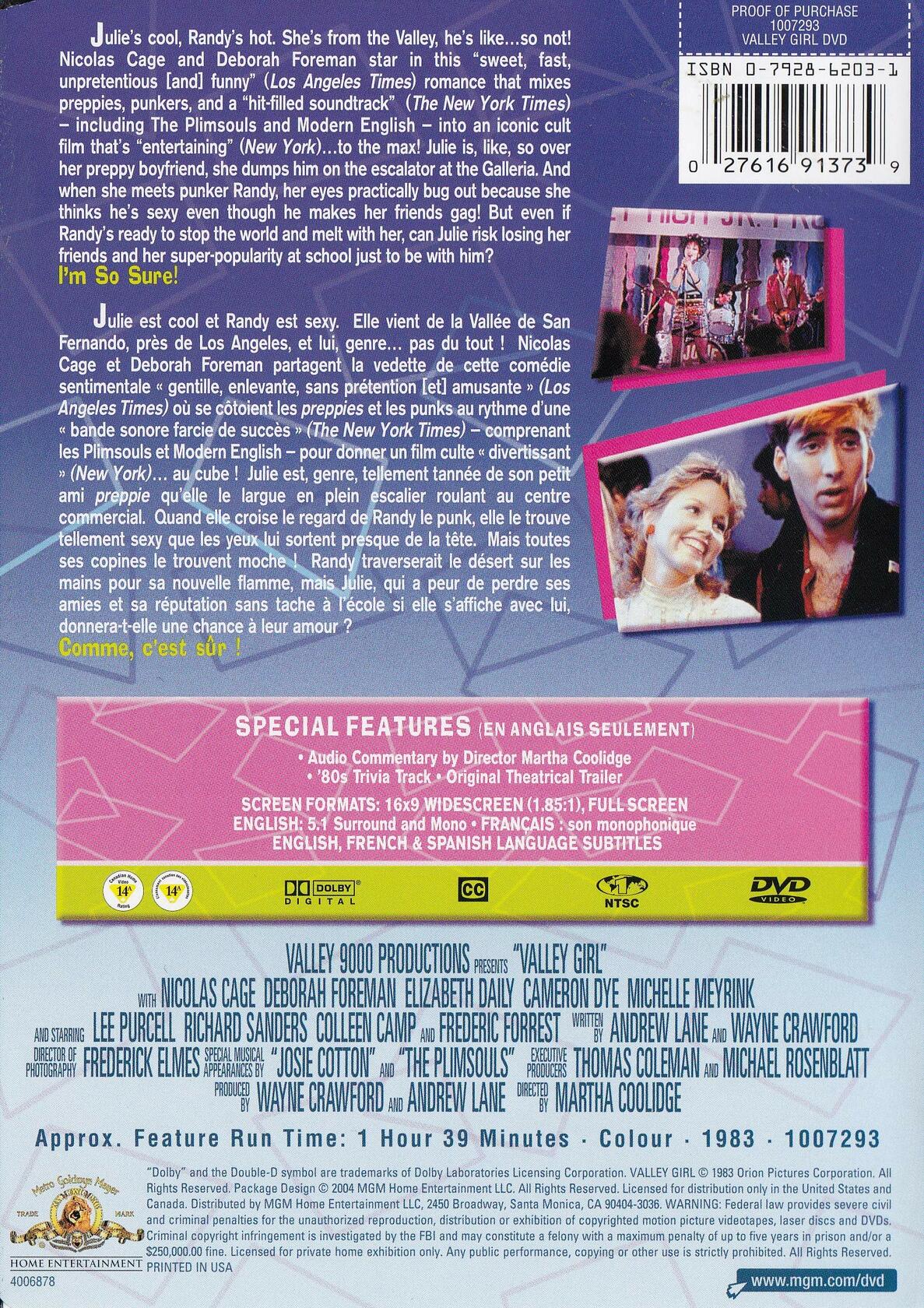 Valley Girl (Bilingual) [DVD] - Very Good