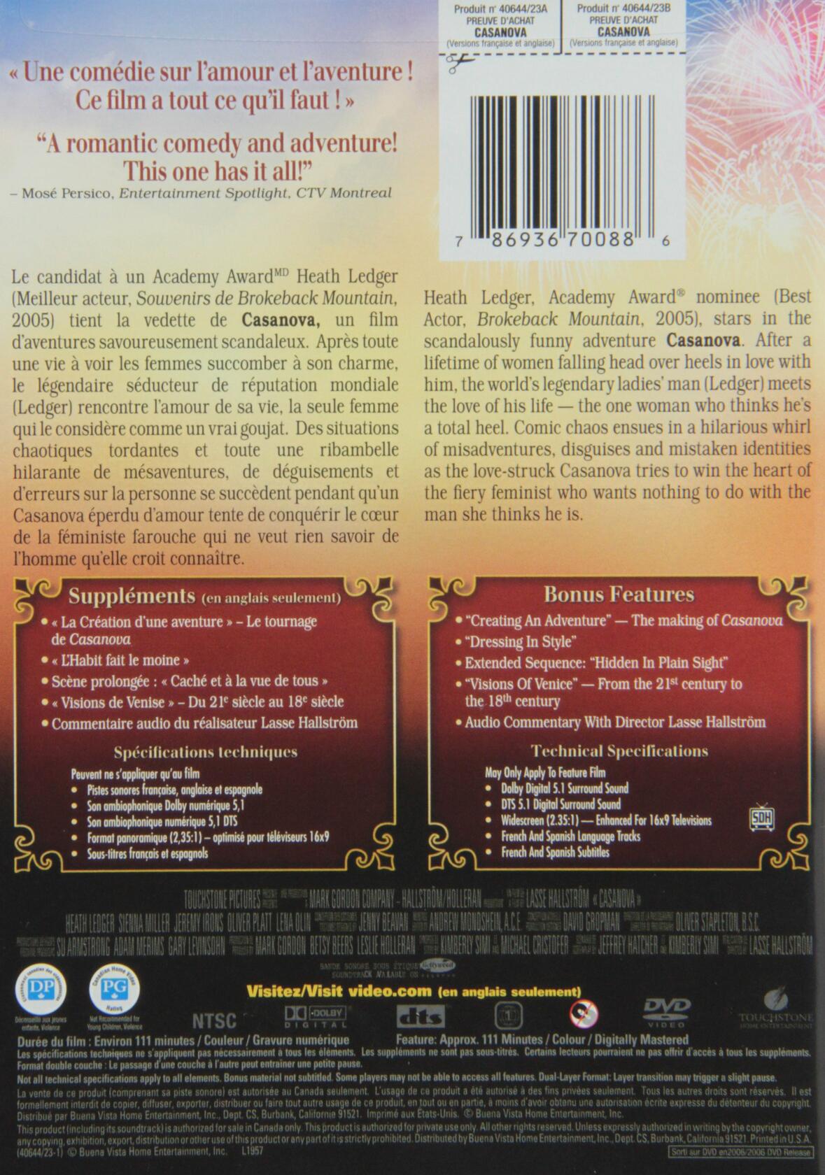 Casanova (Quebec Version - English/French) [DVD] - Very Good