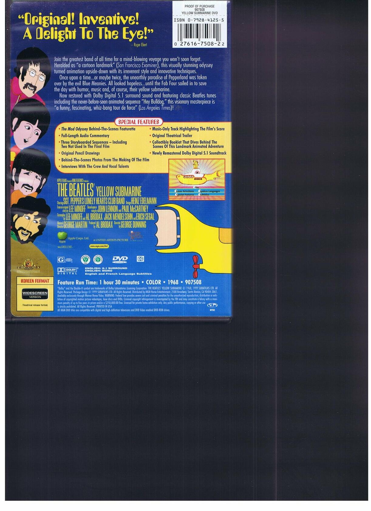 Yellow Submarine (Widescreen) [DVD] - Acceptable