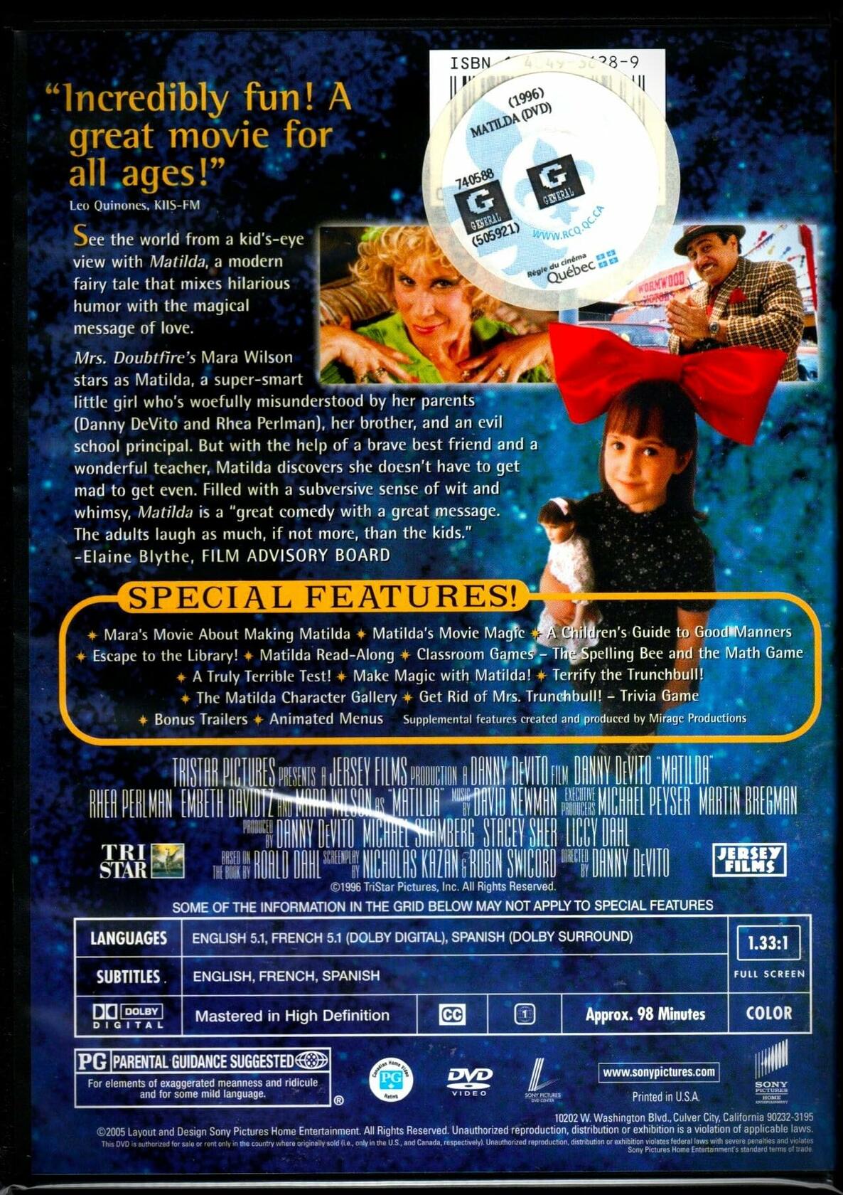 Matilda (Special Edition) Bilingual [DVD] - Very Good