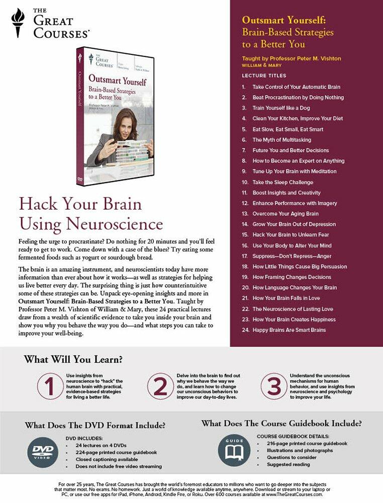 The Great Courses: Outsmart Yourself: Brain-Based Strategies to a Better You [DVD] - Very Good