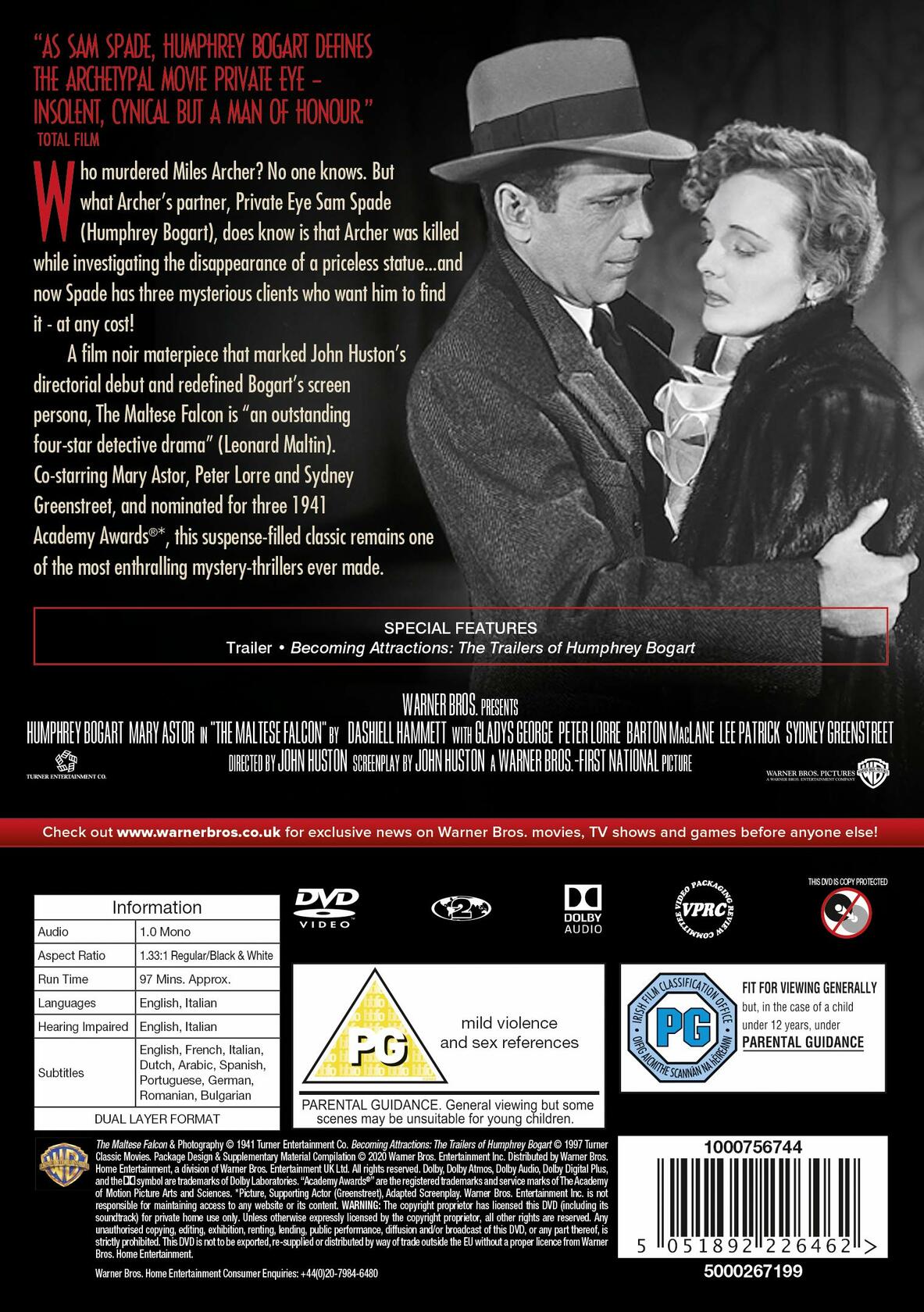 The Maltese Falcon [DVD] [2020] [Region Free] [DVD] - Good