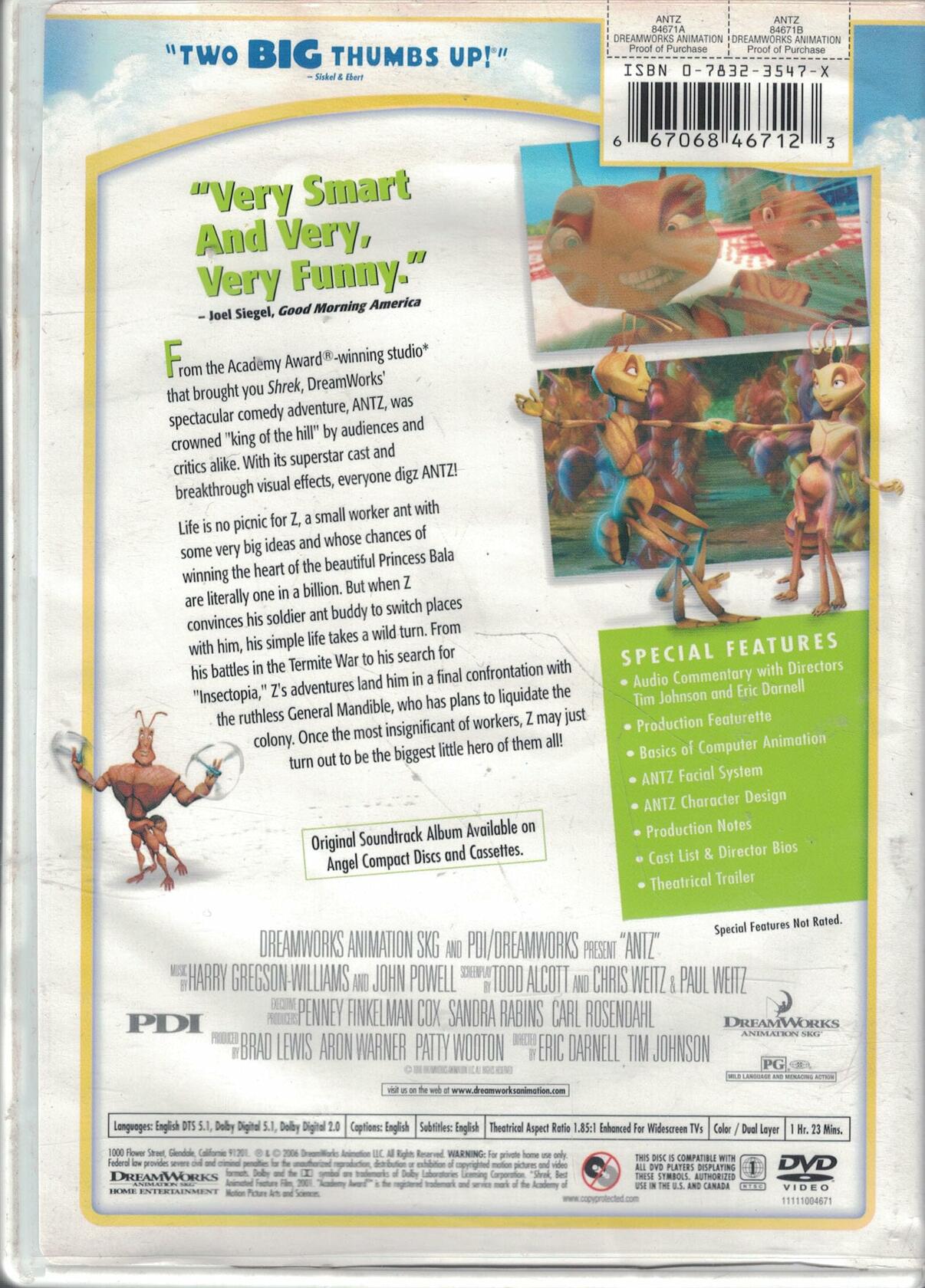 Antz Woody Allen; Sharon Stone; Gene Hackman; Sylvester Stallone; Dan Aykroyd; Anne Bancroft; Jane Curtin; Danny Glover; Jennifer Lopez; John Mahoney; Paul Mazursky; Grant Shaud; Eric Darnell; Tim Johnson; Chris Weitz; Paul Weitz and Todd A.. - Very Good