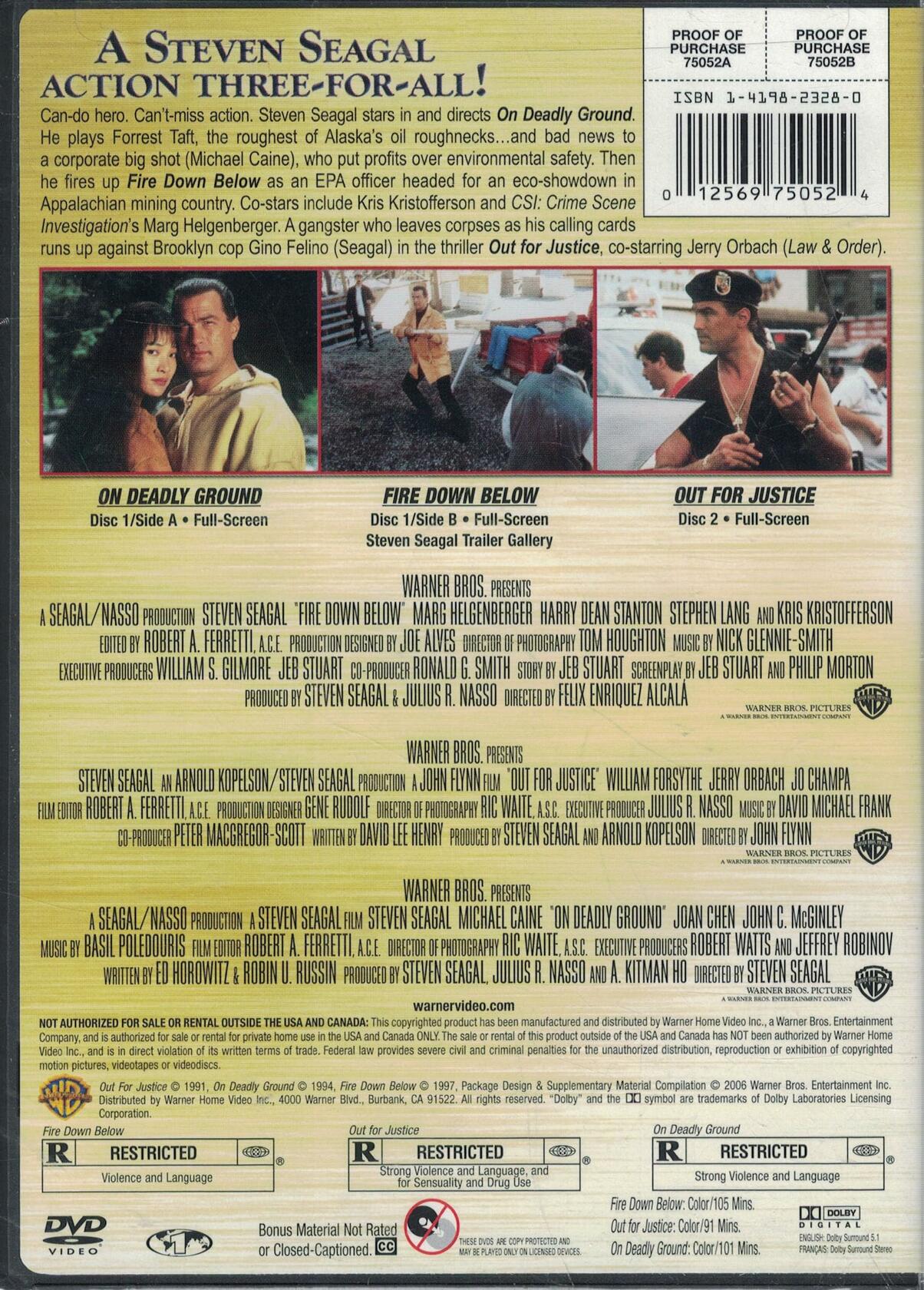 Fire Down Below / Out for Justice / On Deadly Ground [DVD] - Very Good