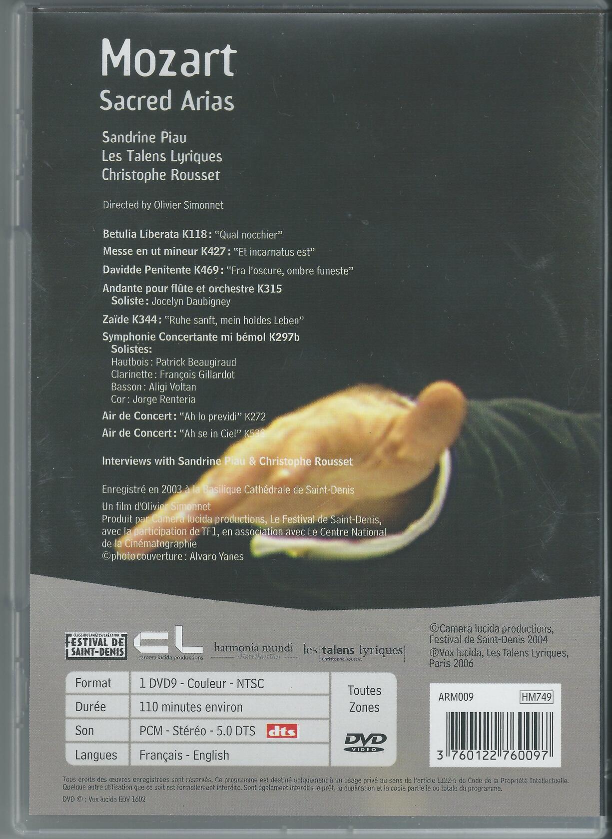 Mozart Sacred Arias (Bilingual) [DVD] - Very Good