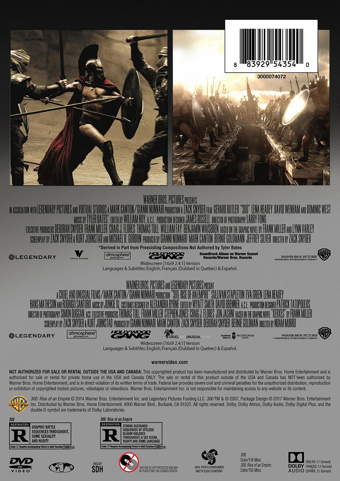 300/ 300: Rise of an Empire Double Feature (2pk) [DVD] - Very Good