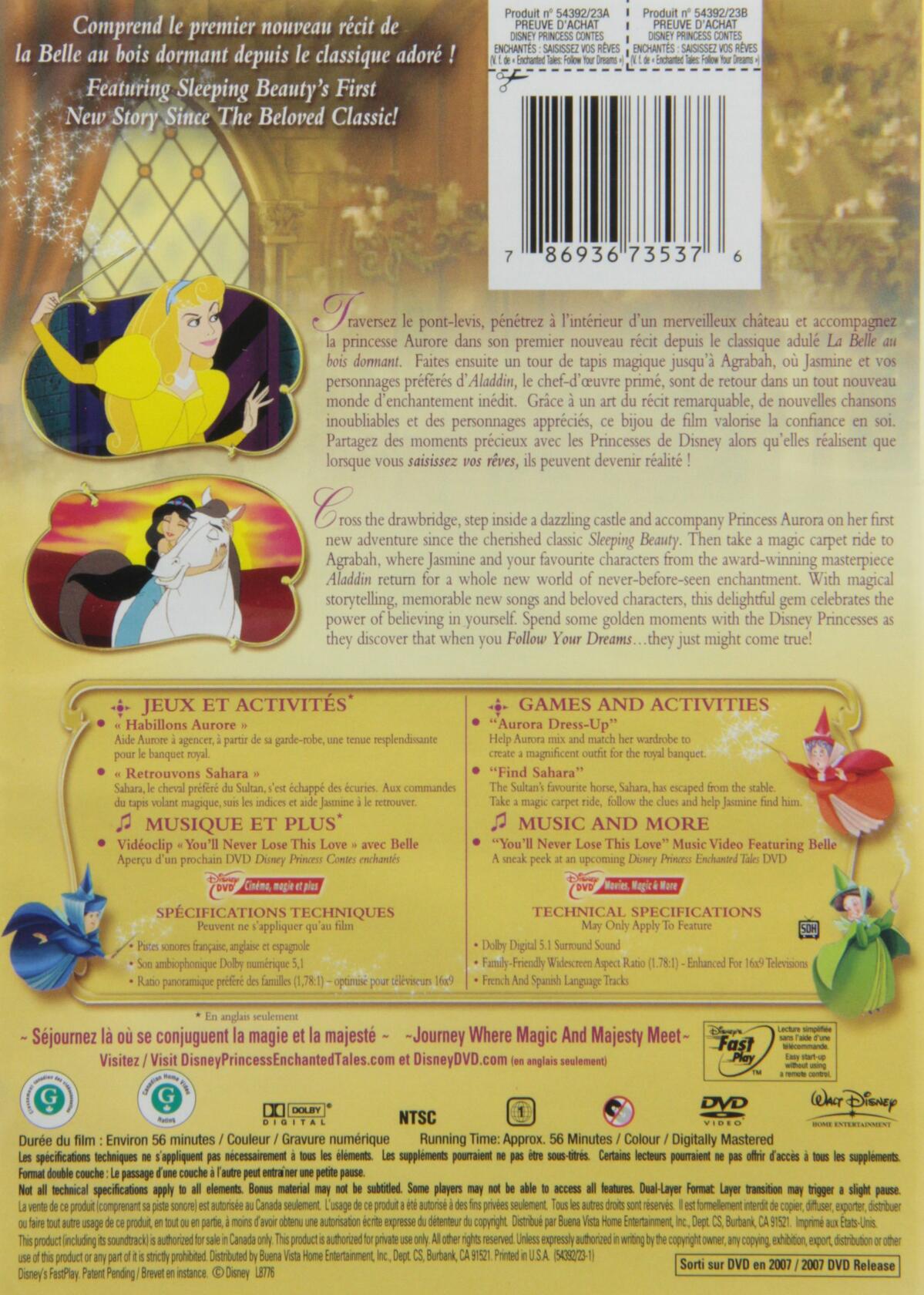 Disney Princess Enchanted Tales: Follow Your Dreams (Bilingual) [DVD] - Very Good