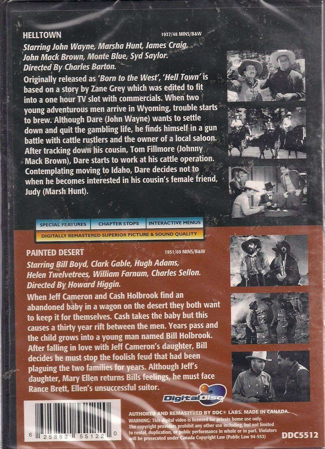 Hell Town & Painted Desert Double Feature DVD John Wayne Clark Gable [DVD] - Very Good