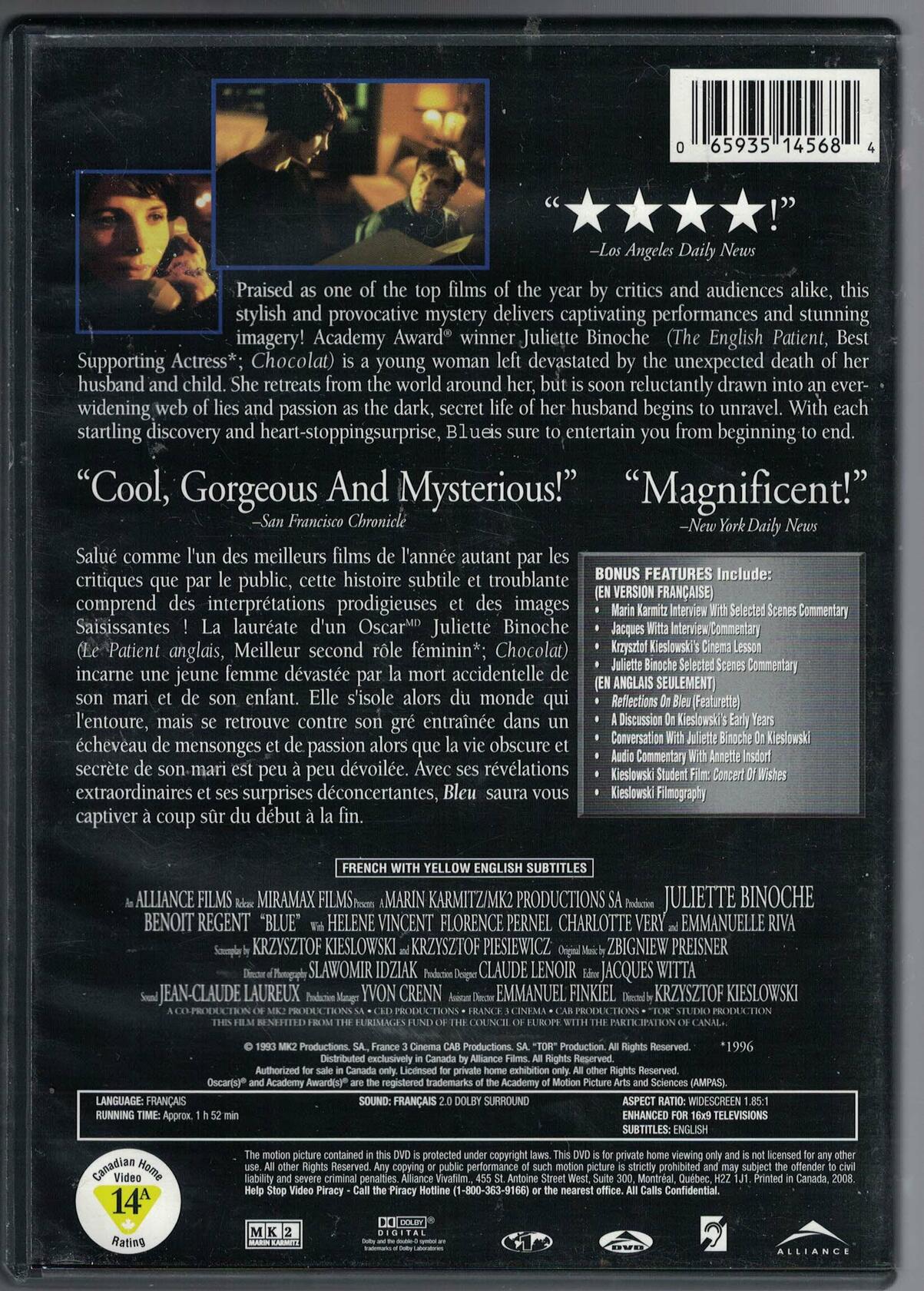 Trois Couleurs : Bleu [DVD] - Very Good