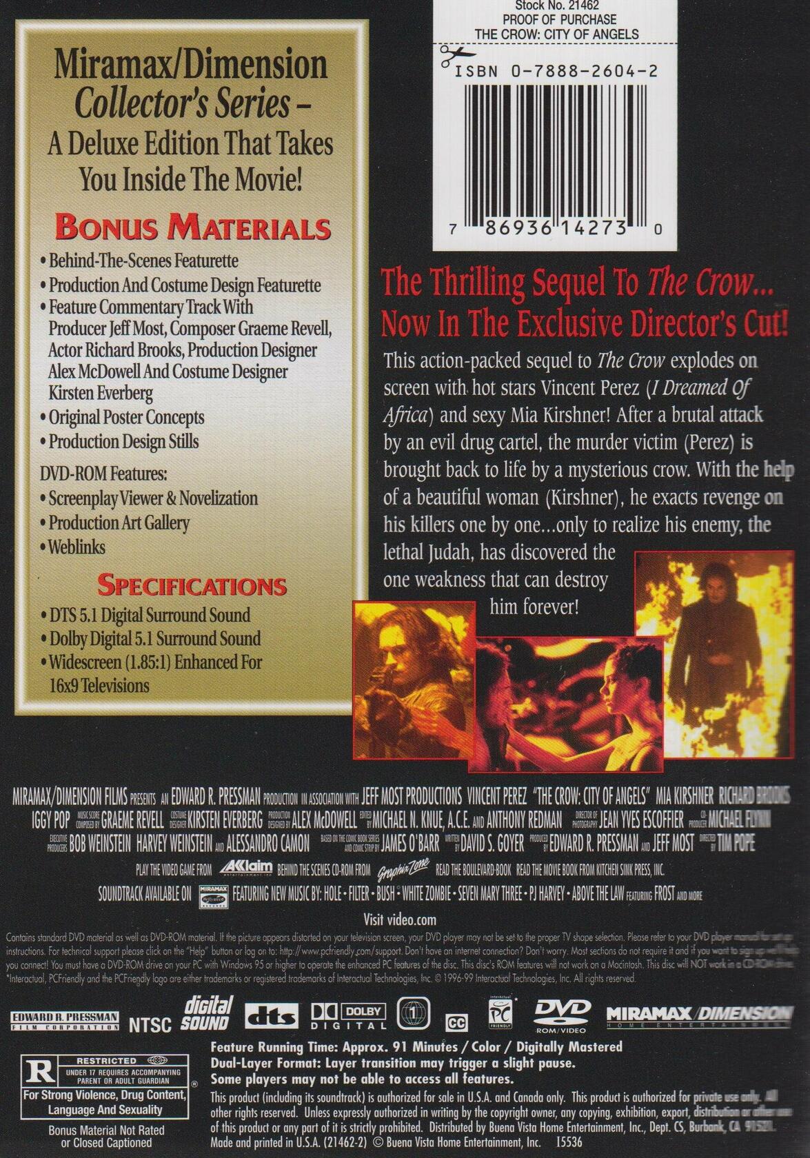 The Crow: City of Angels (Widescreen) [Import] [DVD] - Very Good