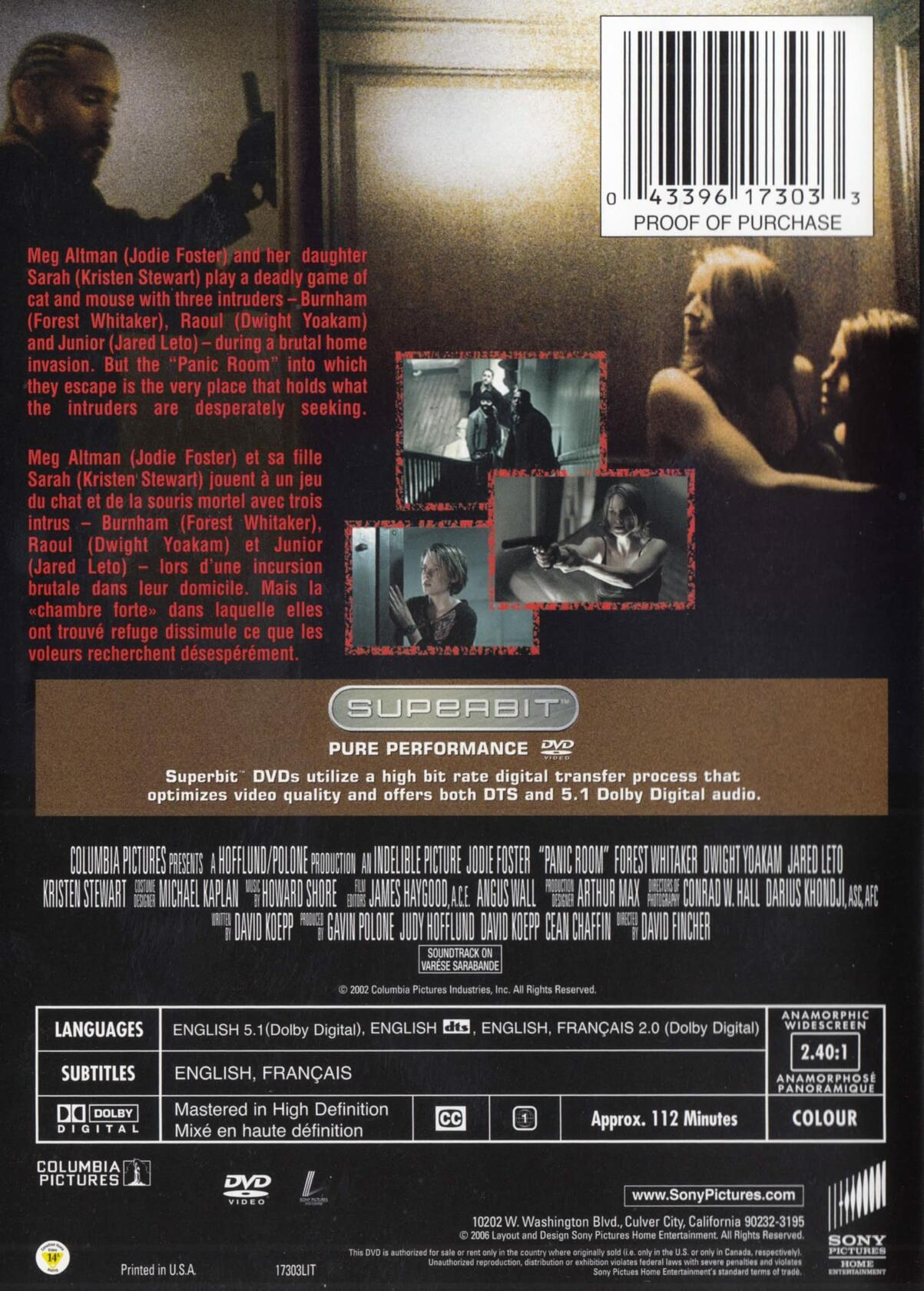 Panic Room (Superbit, Repackaged) Bilingual [DVD] - Very Good