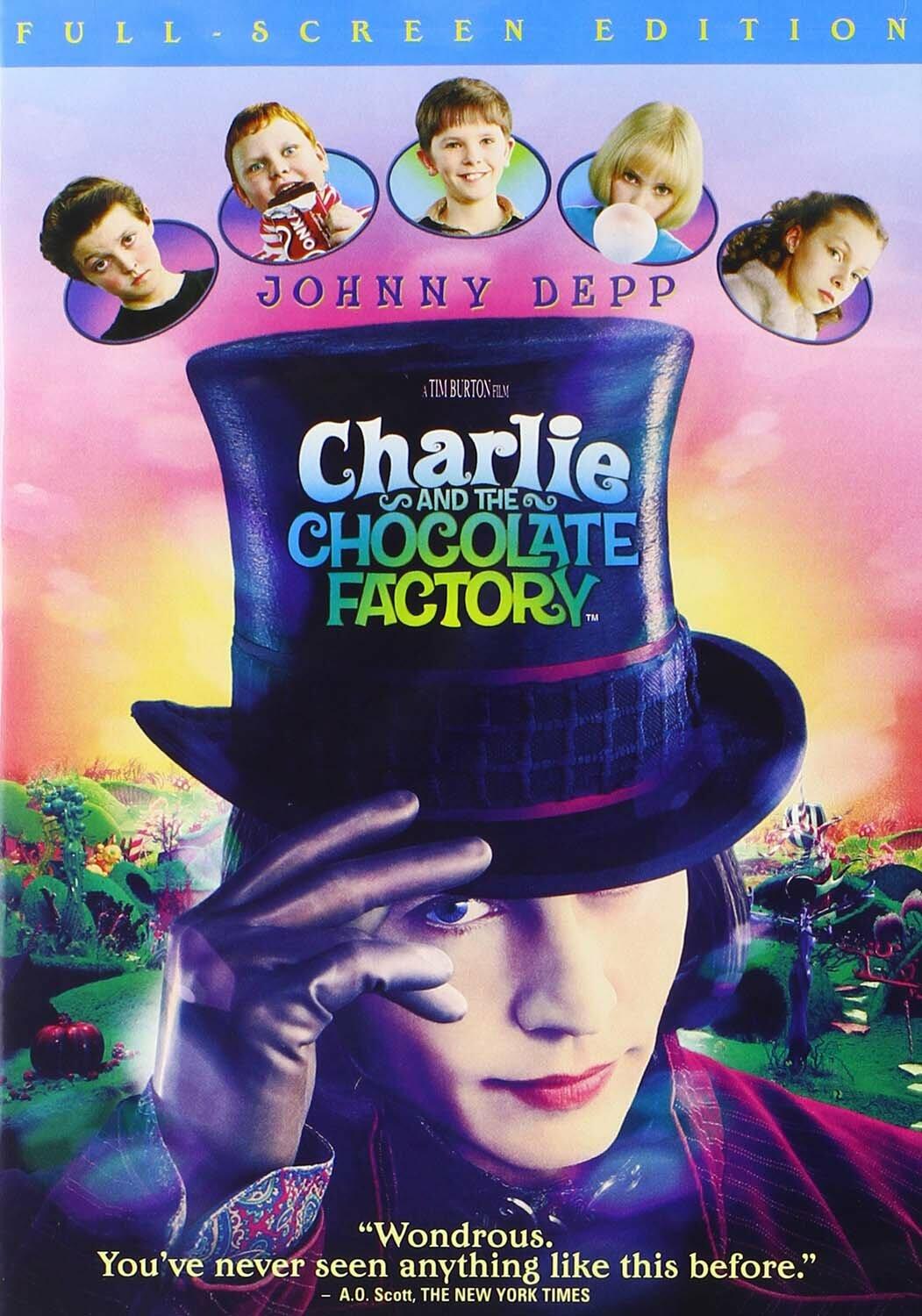 Charlie and the Chocolate Factory (Full Screen Edition) [DVD] Johnny Depp; Freddie Highmore; David Kelly; Helena Bonham Carter; Noah Taylor; Missi Pyle; James Fox; Deep Roy; Christopher Lee; Adam Godley; Franziska Troegner; AnnaSophia Robb;.. - Very Good