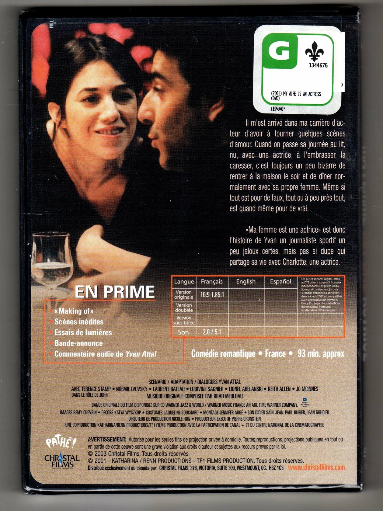 Ma Femme Est Une Actrice [DVD] - Very Good