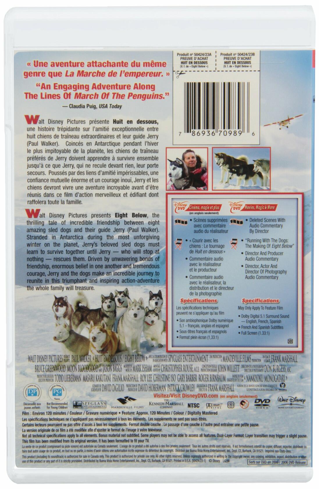 Eight Below / Huit en Dessous (Bilingual) (Full Screen) [DVD] - Very Good