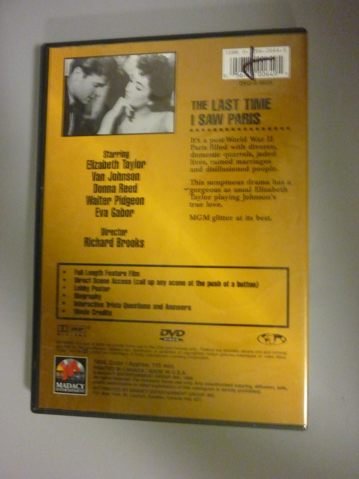 The Last Time I Saw Paris [Import] [DVD] - Very Good