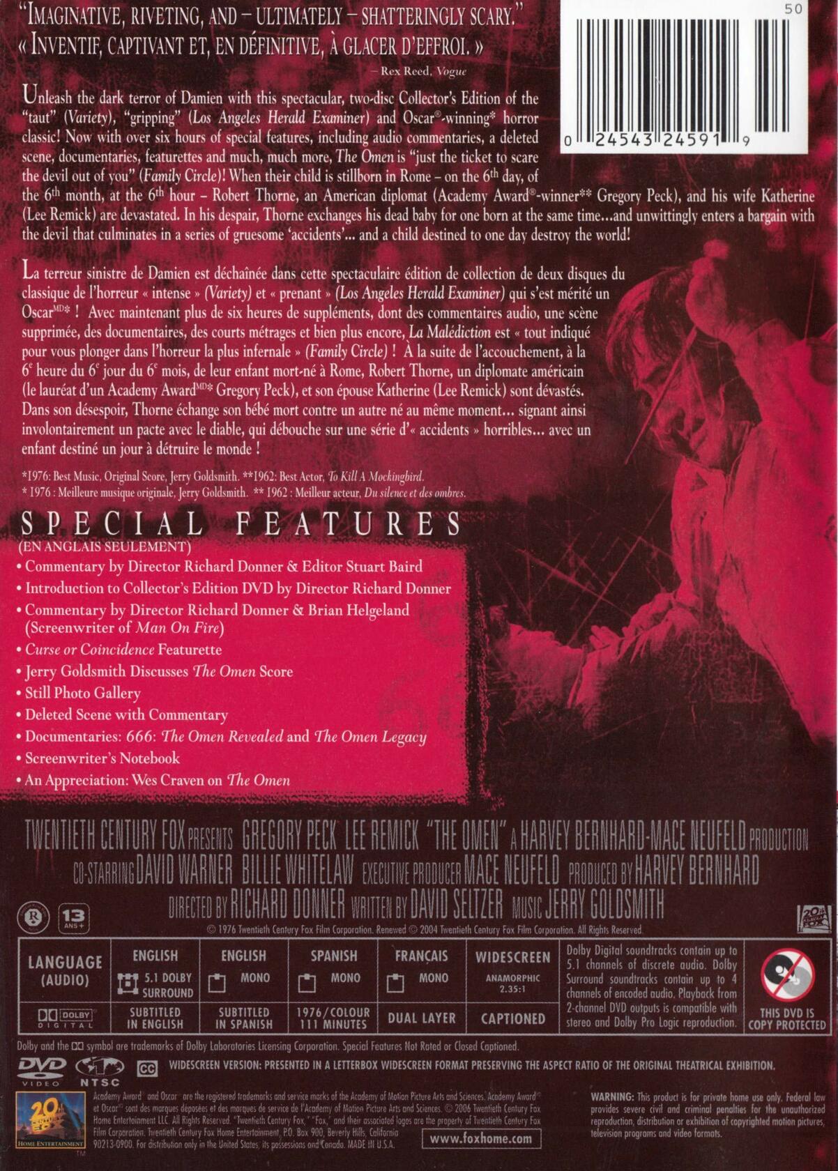 The Omen (Widescreen Collector's Edition) (Bilingual) [DVD] - Very Good